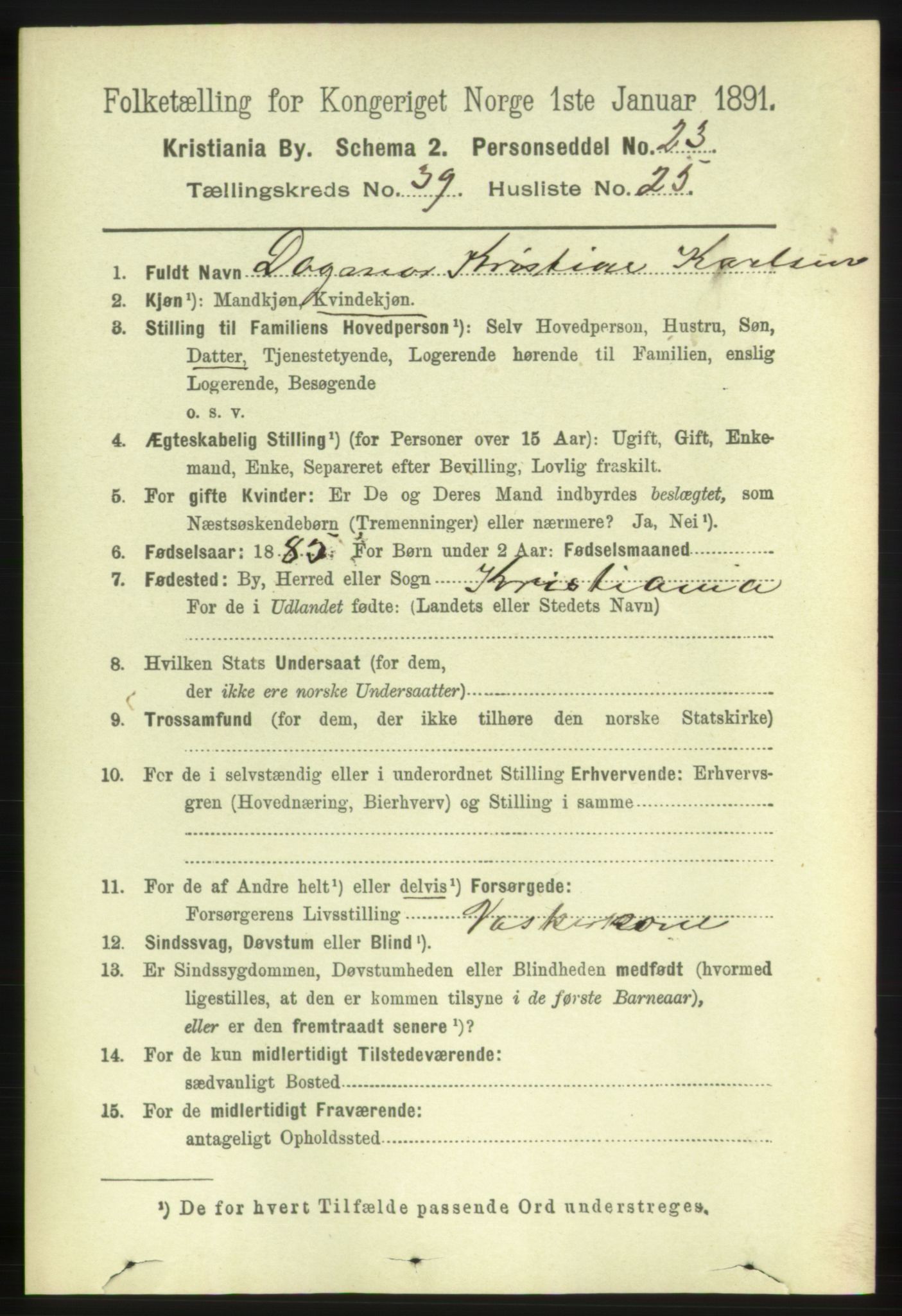 RA, 1891 census for 0301 Kristiania, 1891, p. 22481