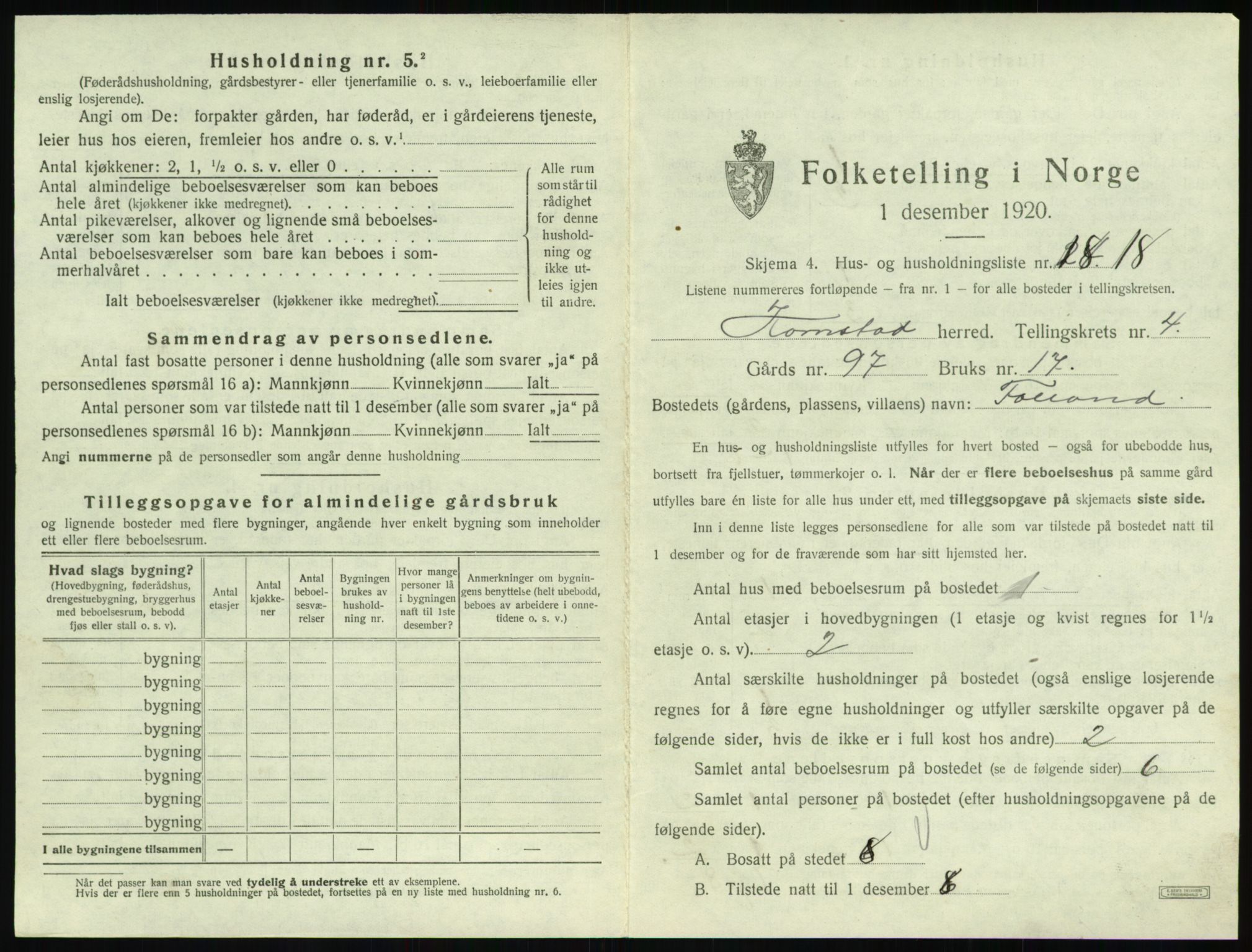 SAT, 1920 census for Kornstad, 1920, p. 353