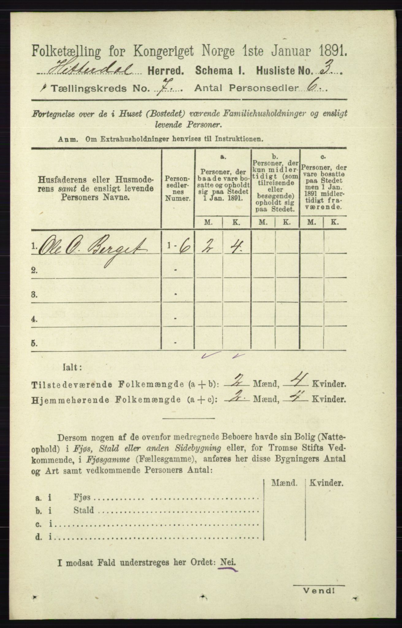 RA, 1891 census for 0823 Heddal, 1891, p. 2950