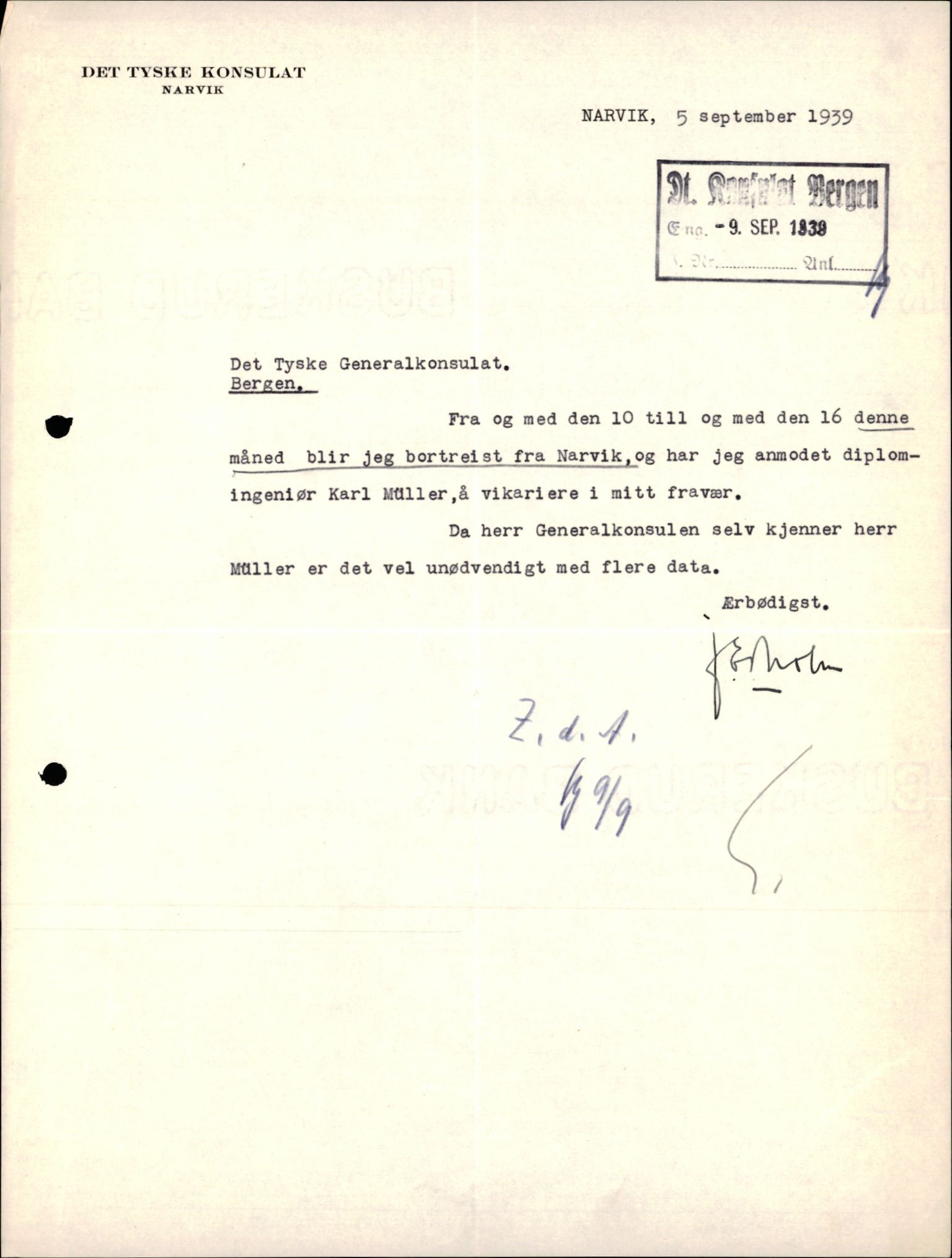 Forsvarets Overkommando. 2 kontor. Arkiv 11.4. Spredte tyske arkivsaker, AV/RA-RAFA-7031/D/Dar/Darc/L0024: FO.II. Tyske konsulater, 1927-1939, p. 5