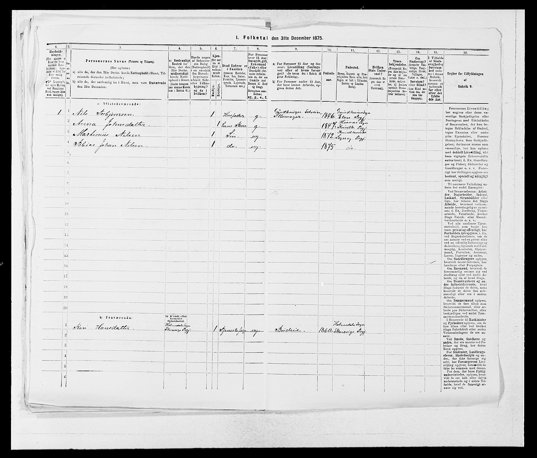 SAB, 1875 census for 1224P Kvinnherad, 1875, p. 1200