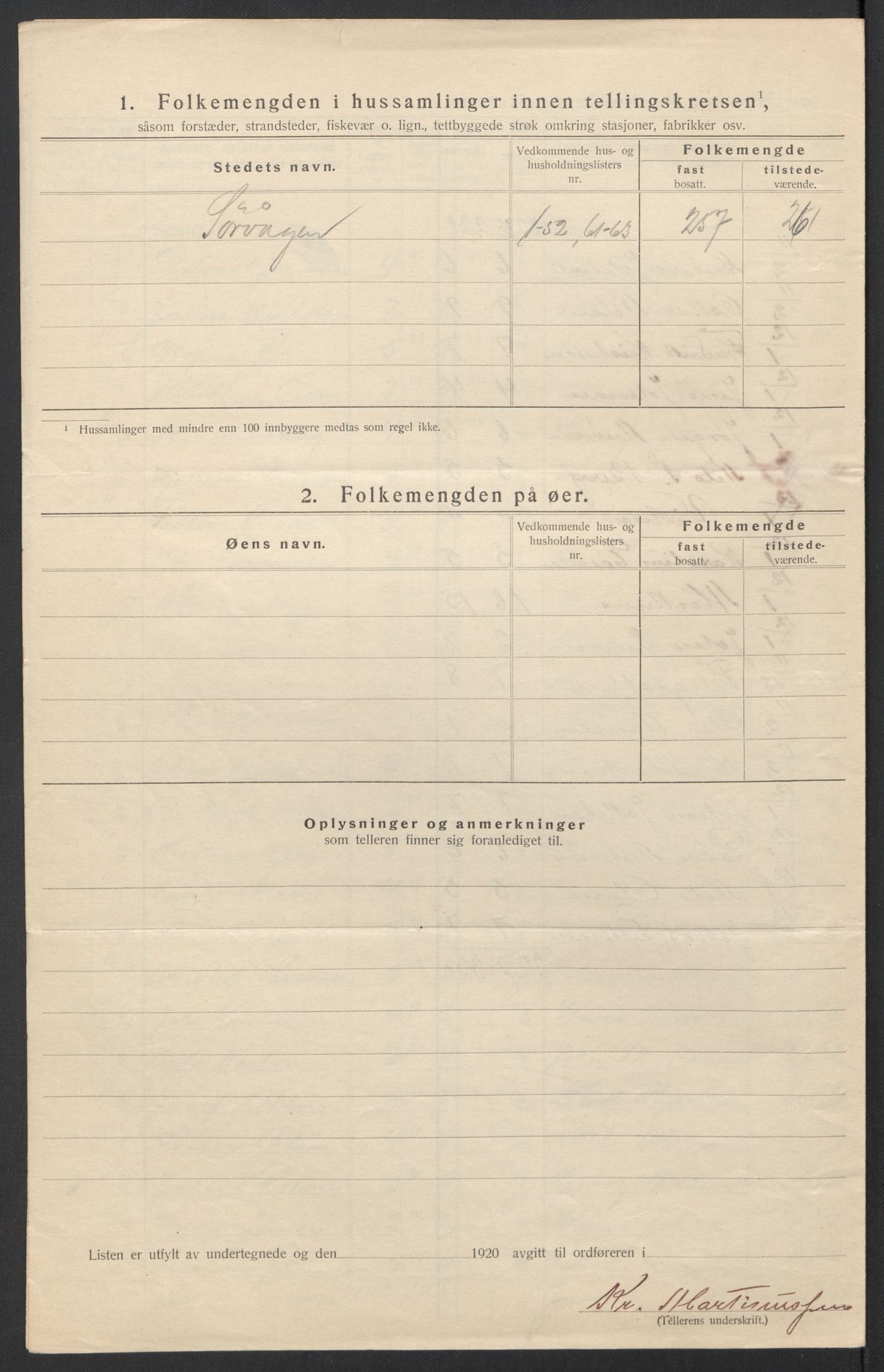 SAT, 1920 census for Moskenes, 1920, p. 11