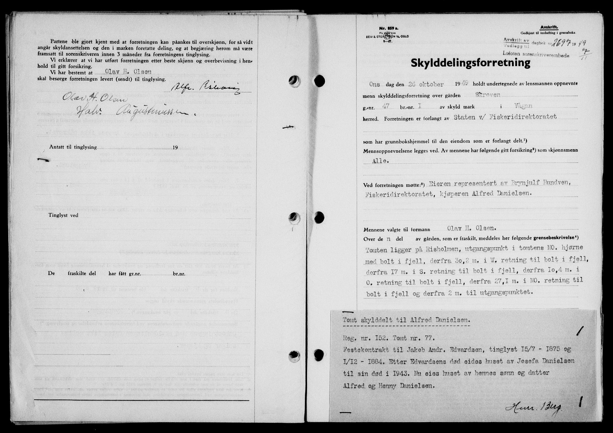Lofoten sorenskriveri, SAT/A-0017/1/2/2C/L0022a: Mortgage book no. 22a, 1949-1950, Diary no: : 2697/1949