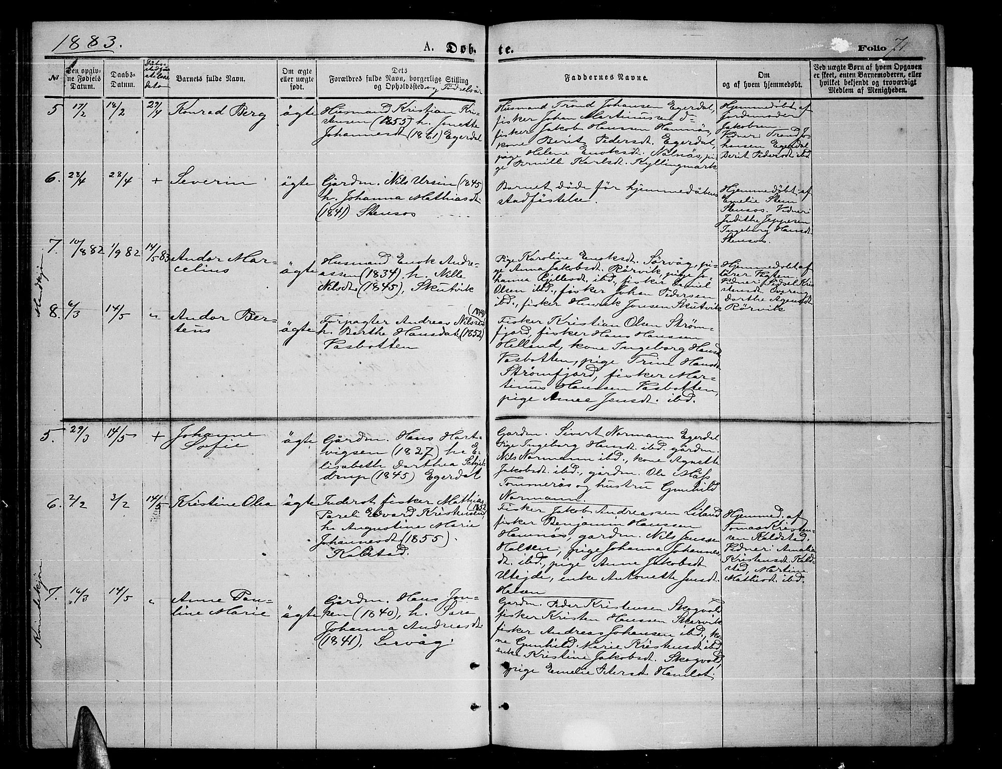 Ministerialprotokoller, klokkerbøker og fødselsregistre - Nordland, SAT/A-1459/859/L0858: Parish register (copy) no. 859C04, 1873-1886, p. 71