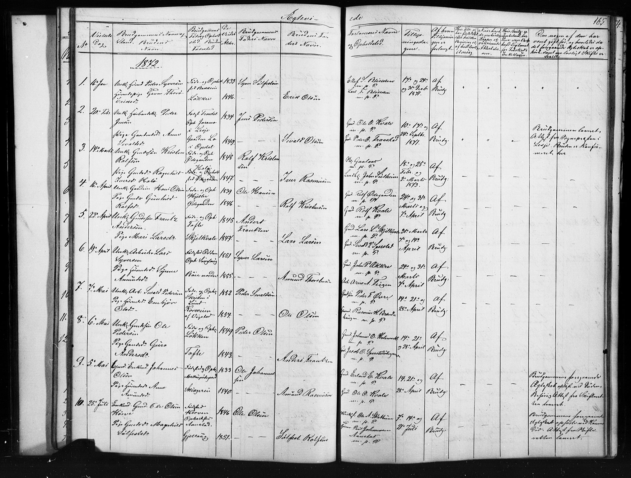 Skjåk prestekontor, SAH/PREST-072/H/Ha/Hab/L0001: Parish register (copy) no. 1, 1865-1893, p. 165