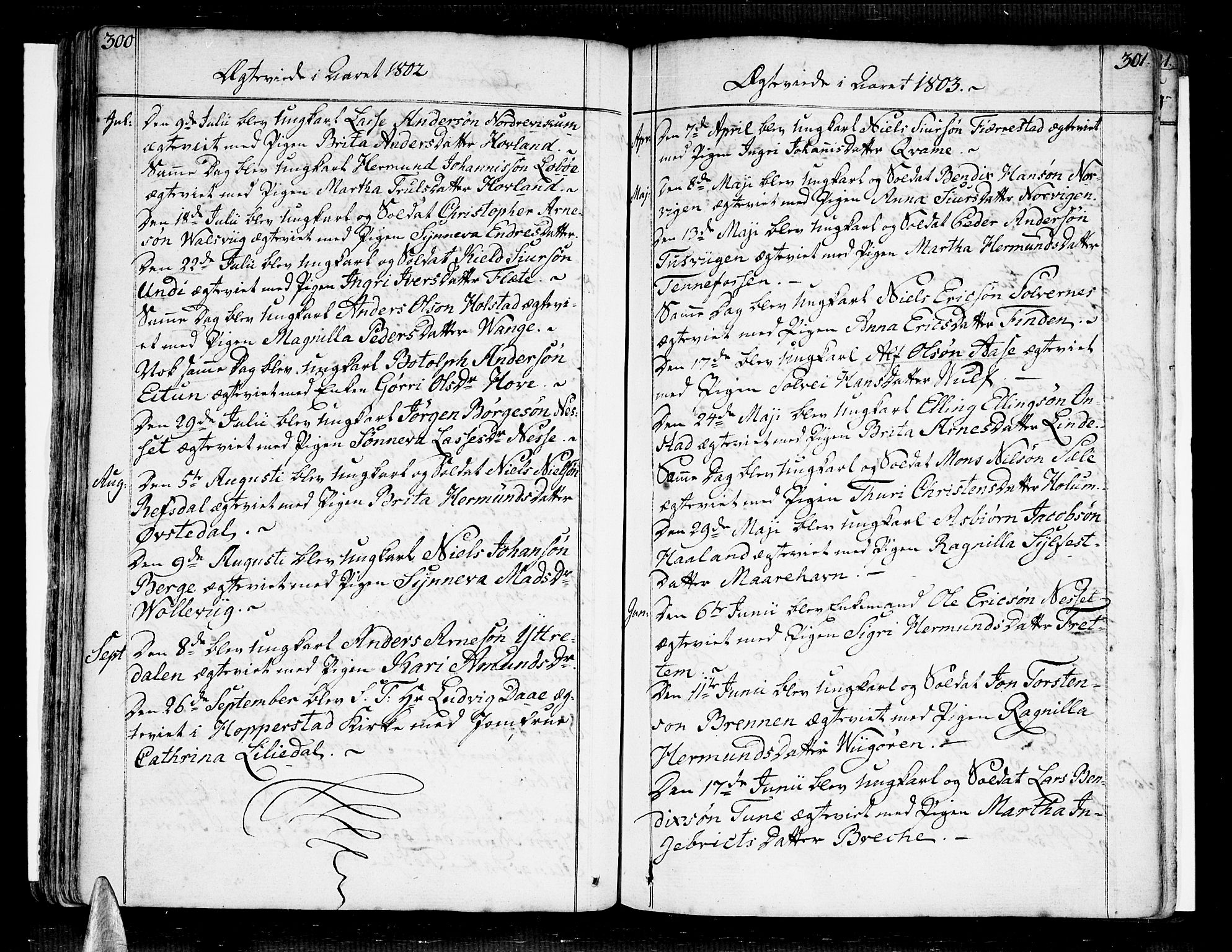 Vik sokneprestembete, SAB/A-81501: Parish register (official) no. A 5, 1787-1820, p. 300-301