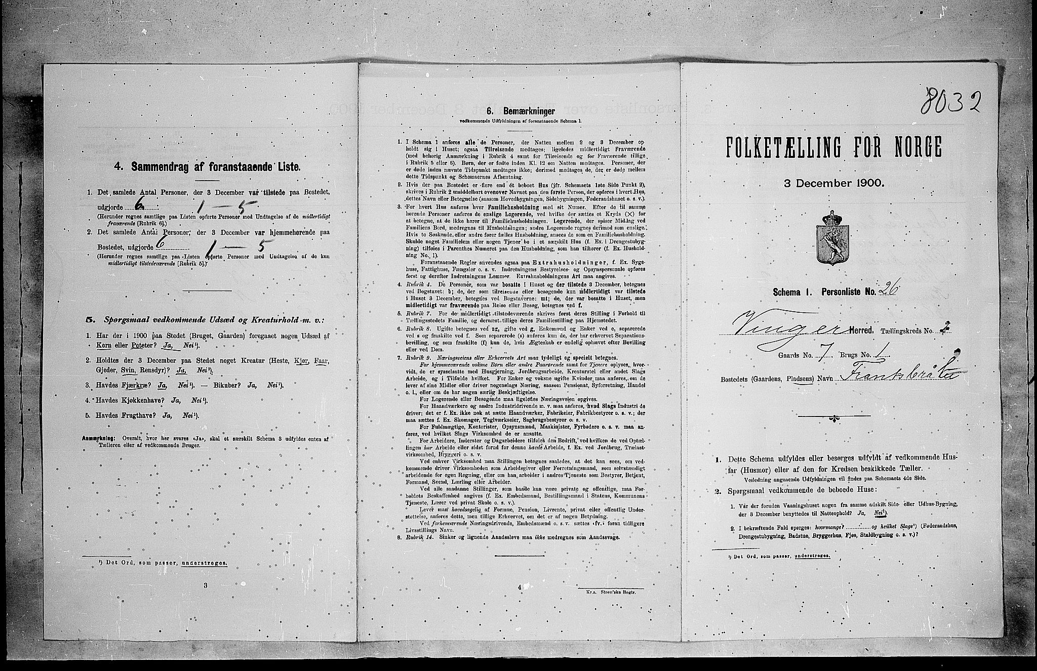 SAH, 1900 census for Vinger, 1900, p. 699