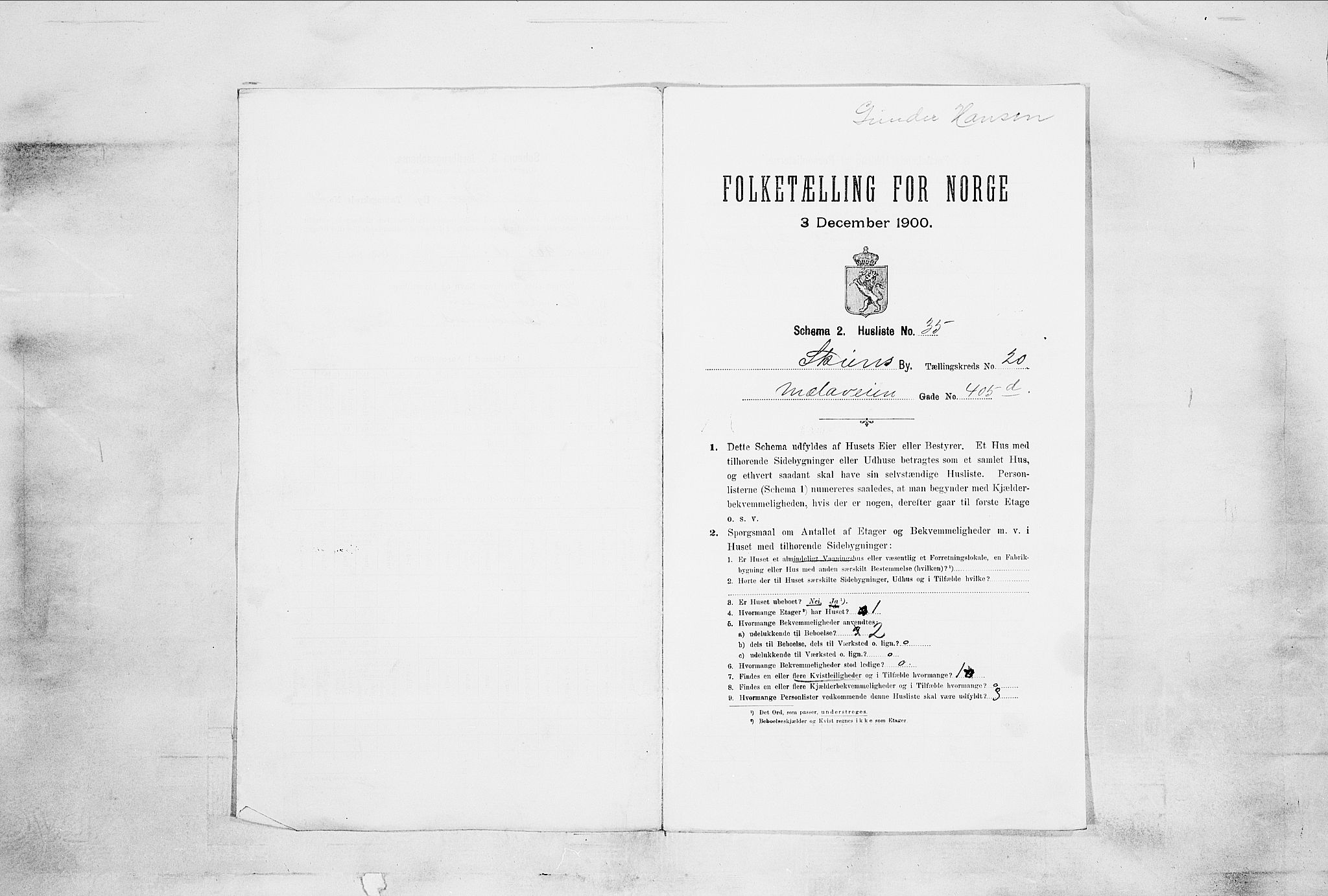 SAKO, 1900 census for Skien, 1900, p. 3732