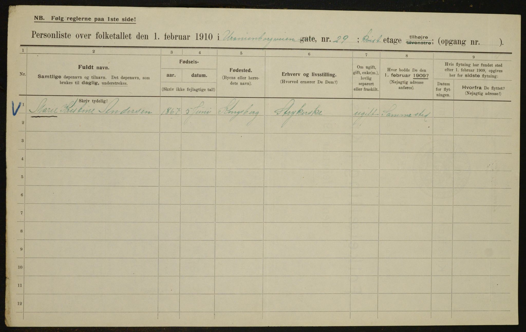 OBA, Municipal Census 1910 for Kristiania, 1910, p. 114263