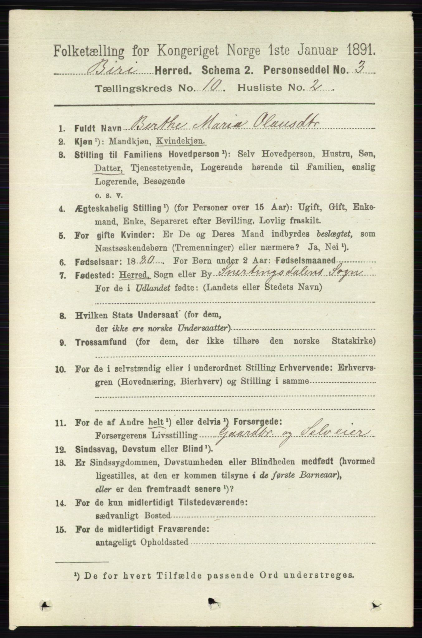 RA, 1891 census for 0525 Biri, 1891, p. 3830