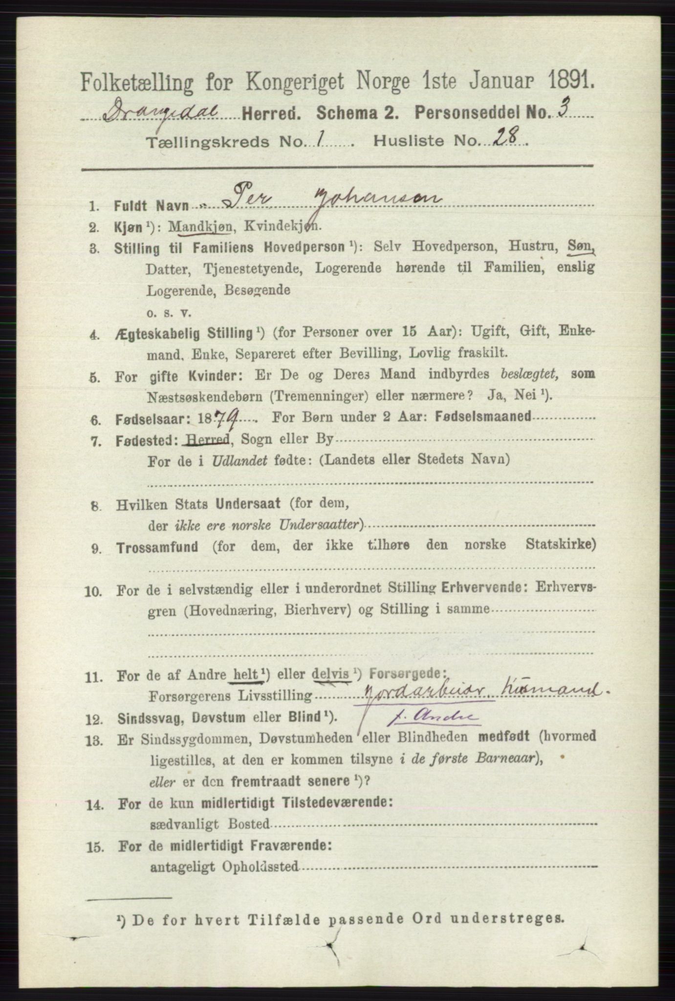 RA, 1891 census for 0817 Drangedal, 1891, p. 246