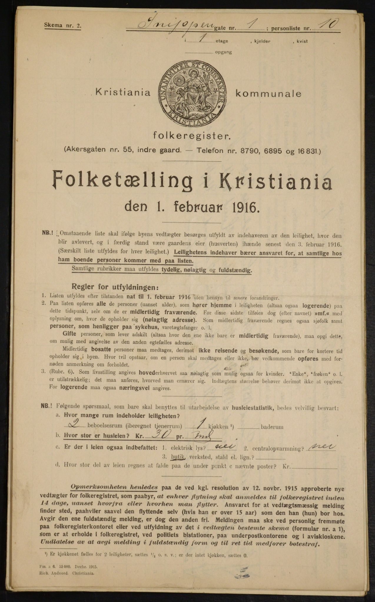 OBA, Municipal Census 1916 for Kristiania, 1916, p. 100436