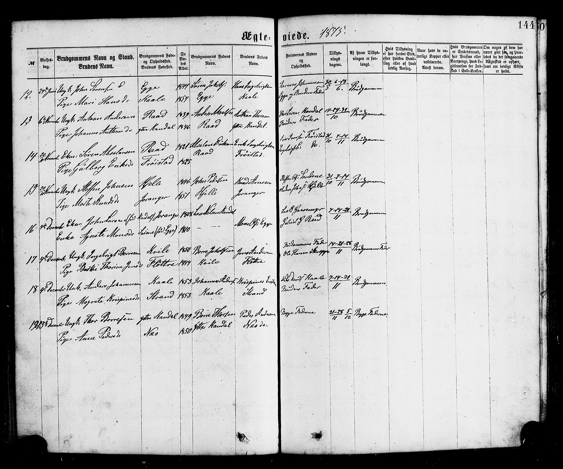 Gloppen sokneprestembete, AV/SAB-A-80101/H/Hab/Habc/L0001: Parish register (copy) no. C 1, 1872-1896, p. 144