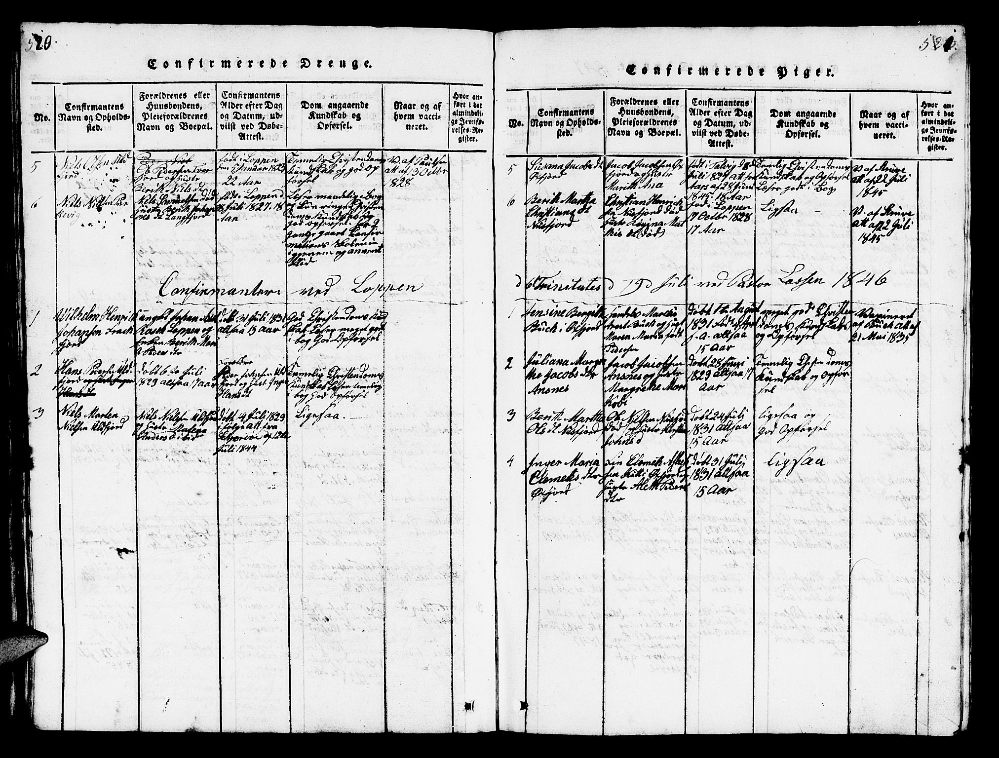 Loppa sokneprestkontor, SATØ/S-1339/H/Hb/L0001klokker: Parish register (copy) no. 1, 1820-1849, p. 520-521