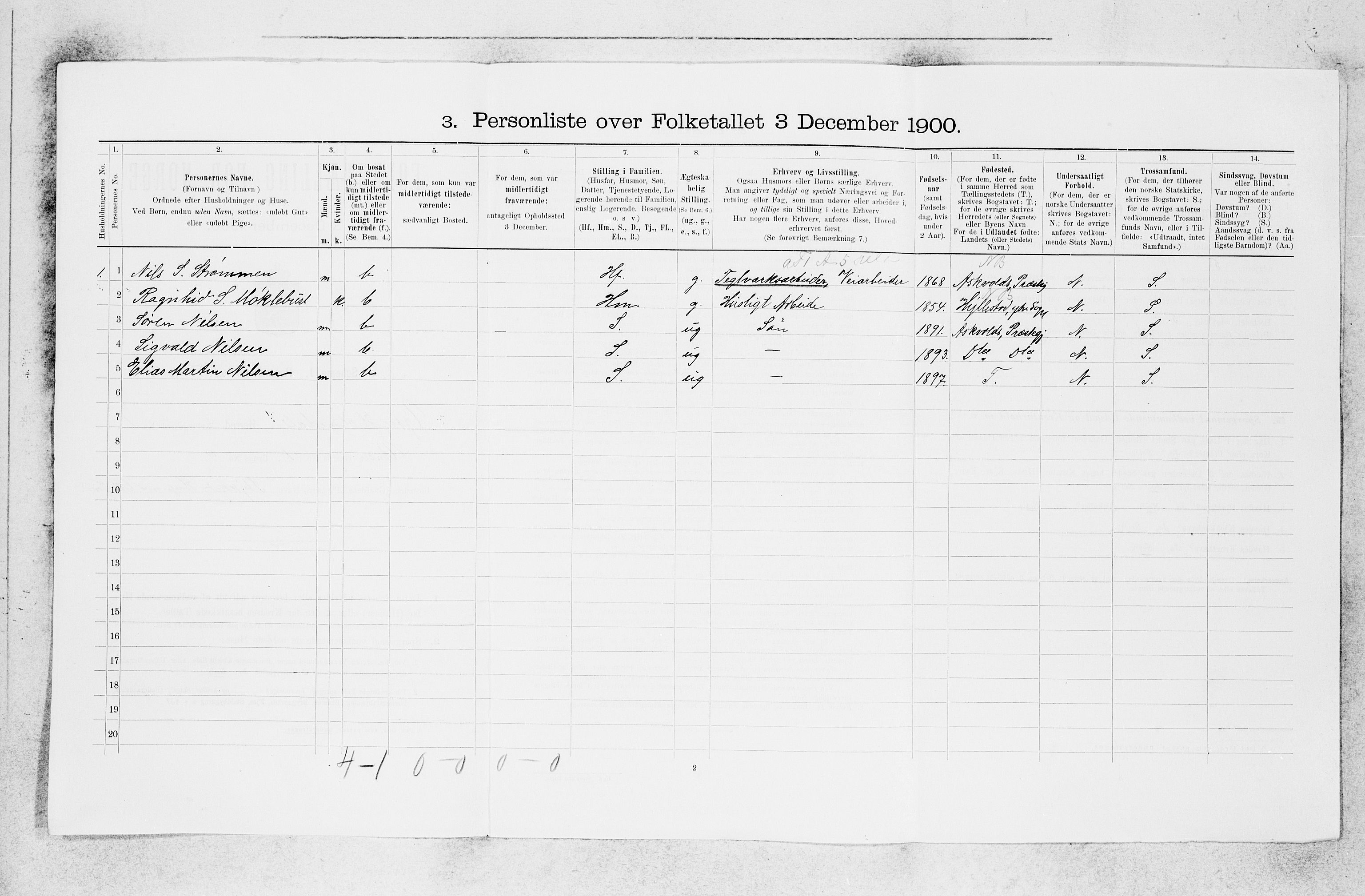 SAB, 1900 census for Ytre Holmedal, 1900, p. 114