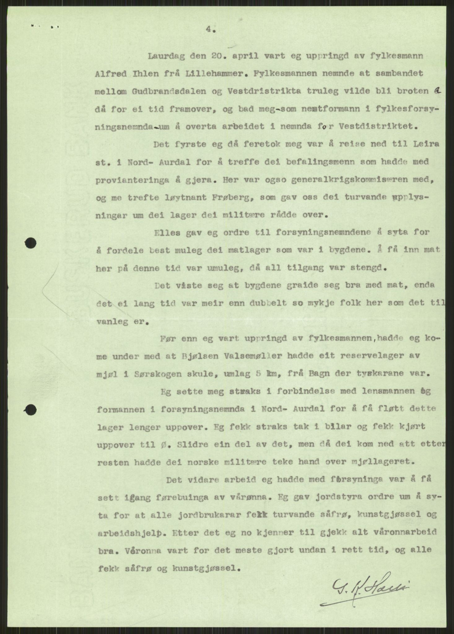 Forsvaret, Forsvarets krigshistoriske avdeling, AV/RA-RAFA-2017/Y/Ya/L0014: II-C-11-31 - Fylkesmenn.  Rapporter om krigsbegivenhetene 1940., 1940, p. 280