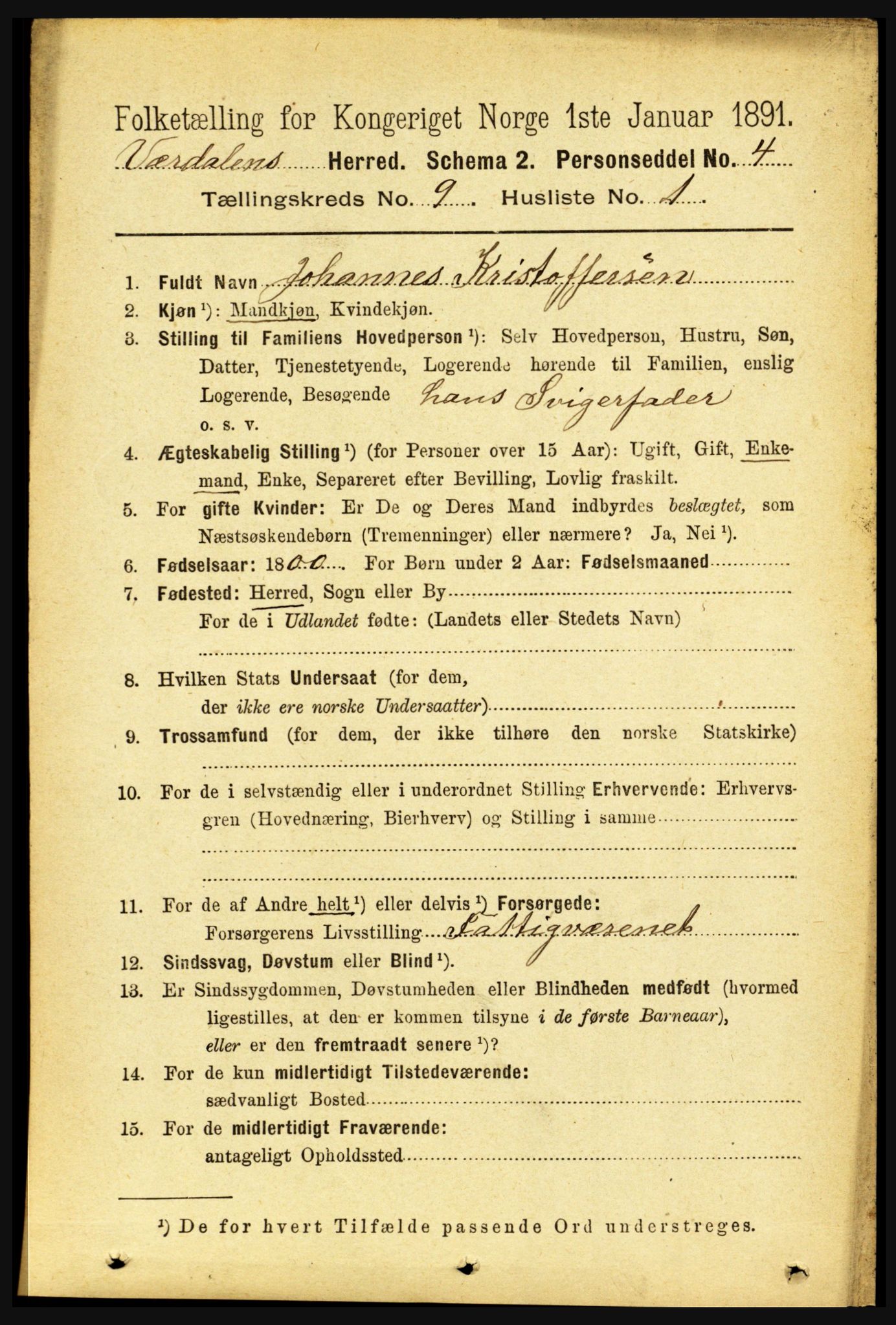 RA, 1891 census for 1721 Verdal, 1891, p. 4989