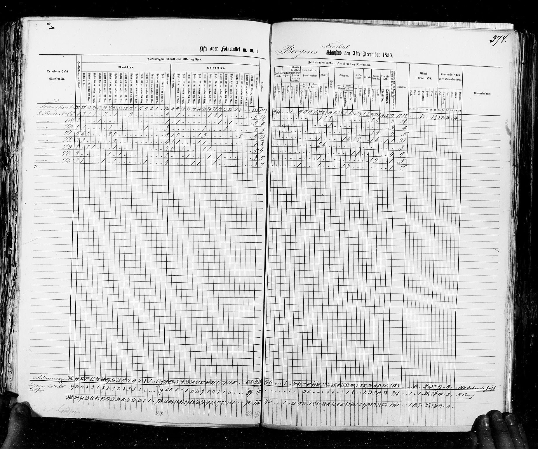 RA, Census 1855, vol. 8: Risør-Vadsø, 1855, p. 374