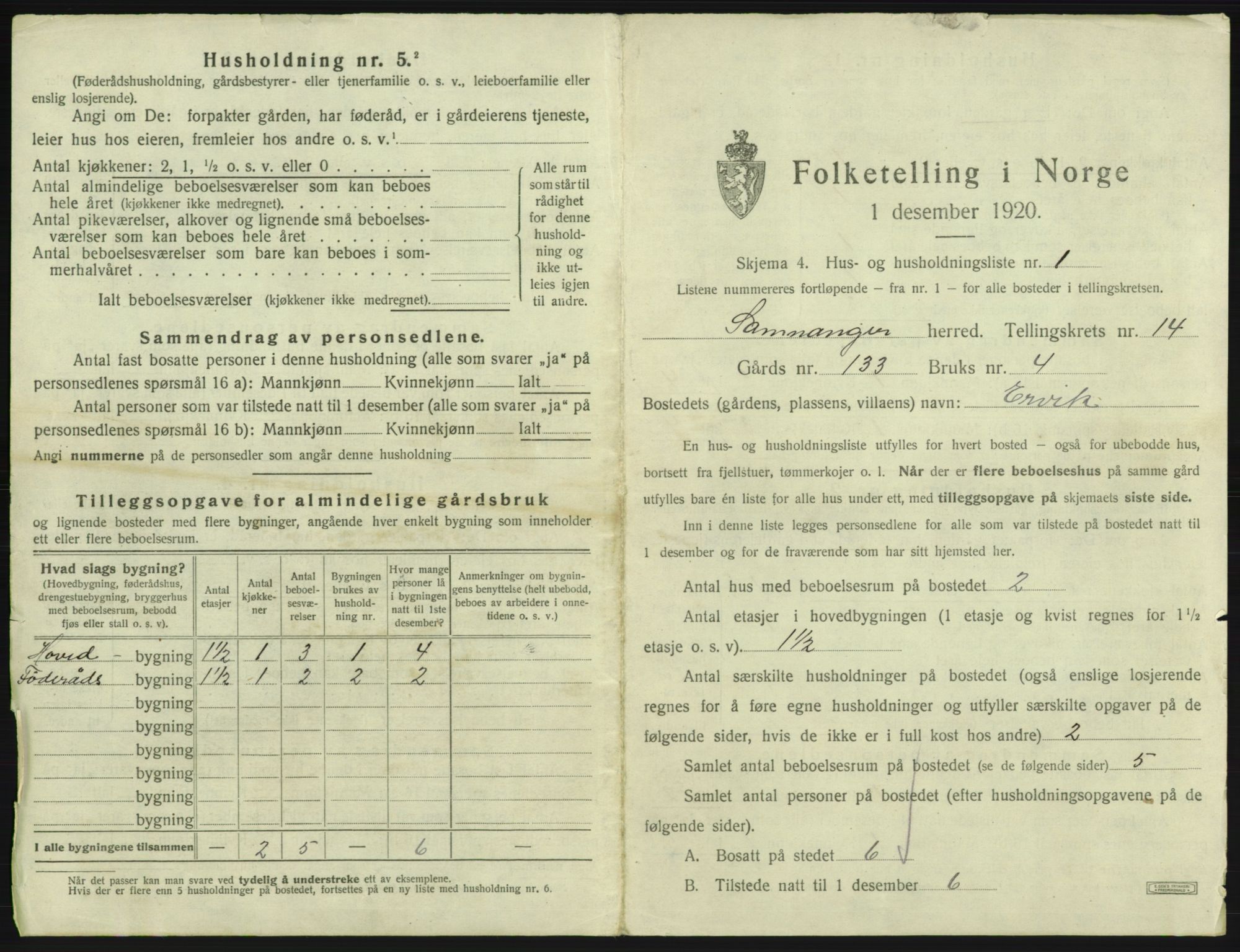 SAB, 1920 census for Samnanger, 1920, p. 781