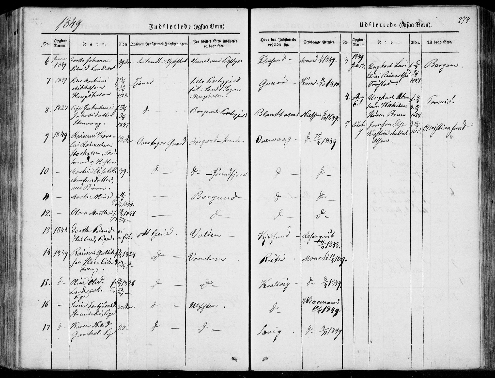 Ministerialprotokoller, klokkerbøker og fødselsregistre - Møre og Romsdal, AV/SAT-A-1454/507/L0070: Parish register (official) no. 507A05, 1842-1873, p. 274