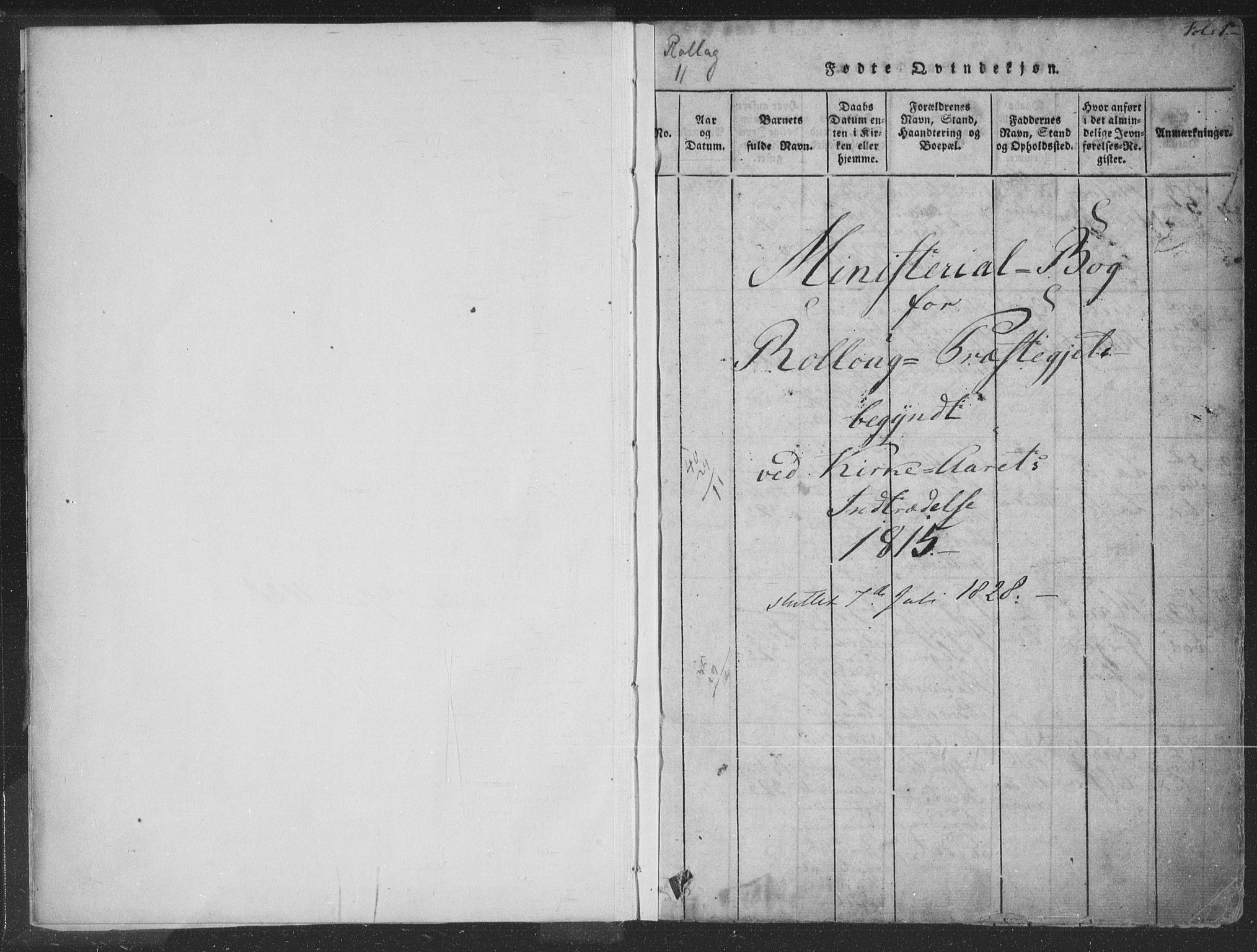 Rollag kirkebøker, AV/SAKO-A-240/F/Fa/L0006: Parish register (official) no. I 6, 1814-1828