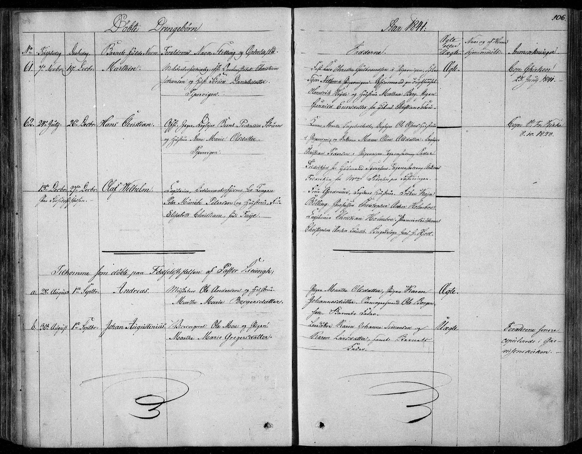 Garnisonsmenigheten Kirkebøker, SAO/A-10846/F/Fa/L0006: Parish register (official) no. 6, 1828-1841, p. 106