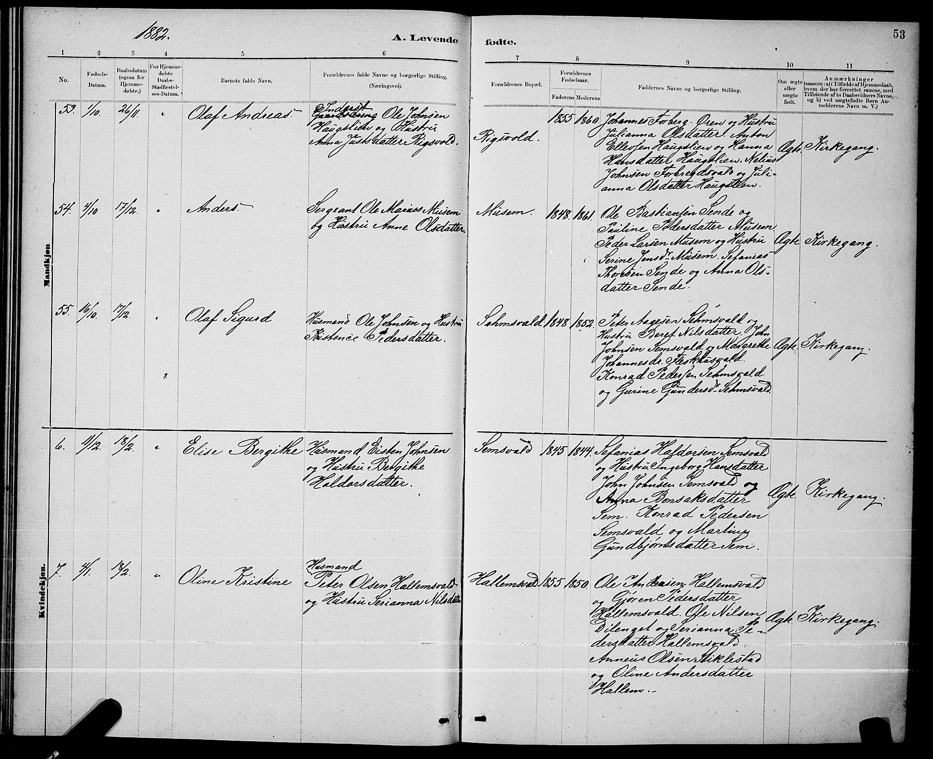 Ministerialprotokoller, klokkerbøker og fødselsregistre - Nord-Trøndelag, AV/SAT-A-1458/723/L0256: Parish register (copy) no. 723C04, 1879-1890, p. 53