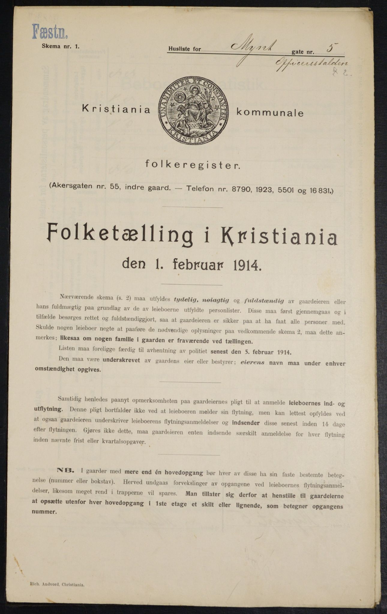 OBA, Municipal Census 1914 for Kristiania, 1914, p. 68386