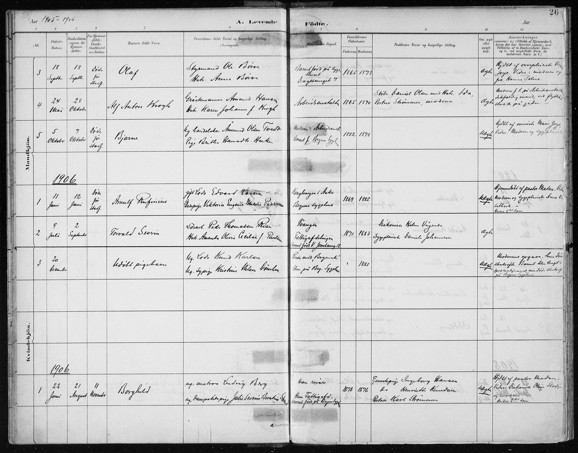 Bergen kommunale pleiehjem - stiftelsespresten, SAB/A-100281: Parish register (official) no. A 2, 1887-1939, p. 26