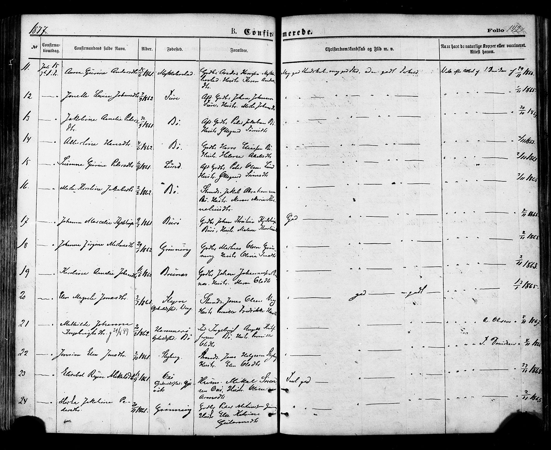 Ministerialprotokoller, klokkerbøker og fødselsregistre - Nordland, SAT/A-1459/855/L0802: Parish register (official) no. 855A10, 1875-1886, p. 142