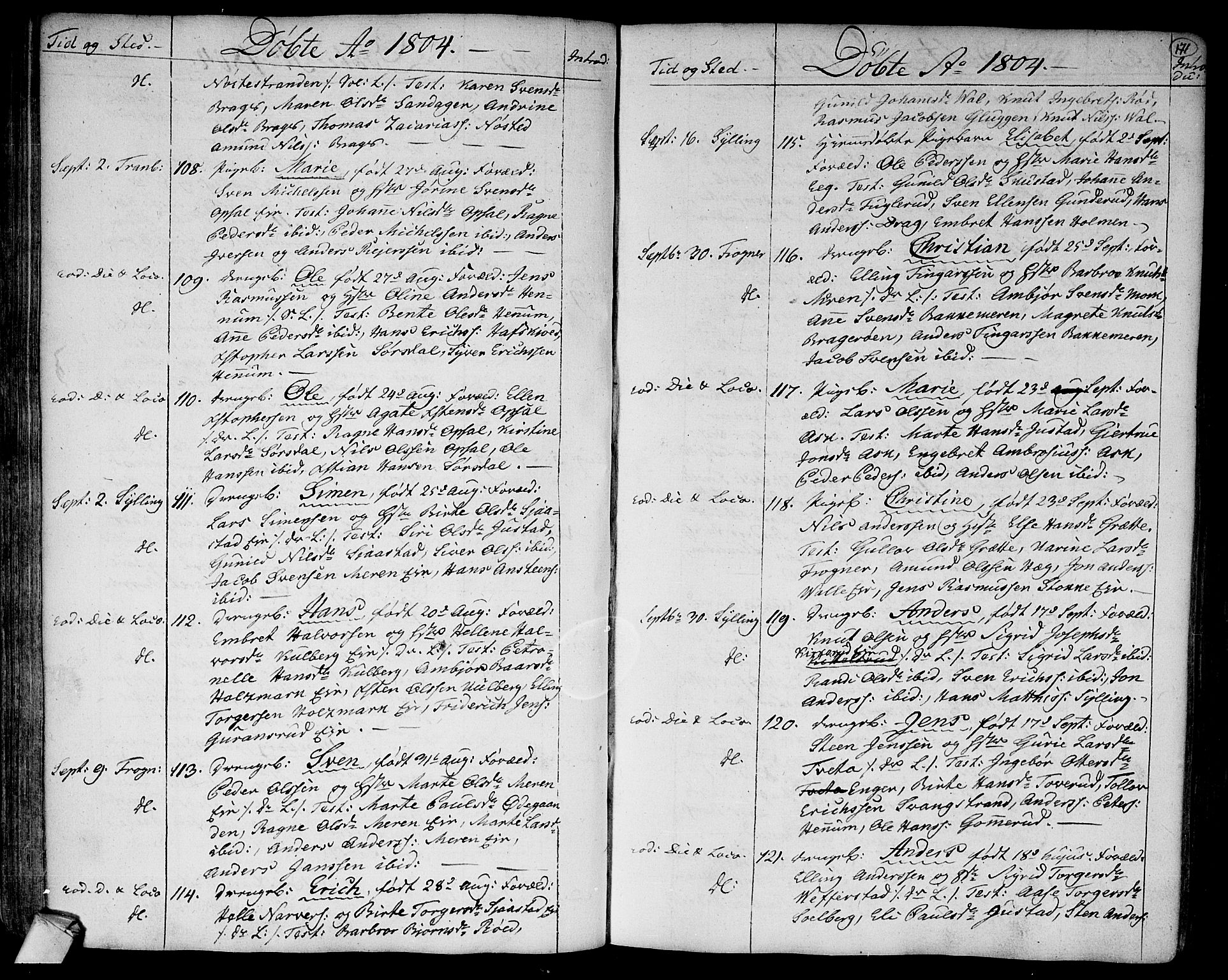 Lier kirkebøker, SAKO/A-230/F/Fa/L0007: Parish register (official) no. I 7, 1794-1813, p. 171