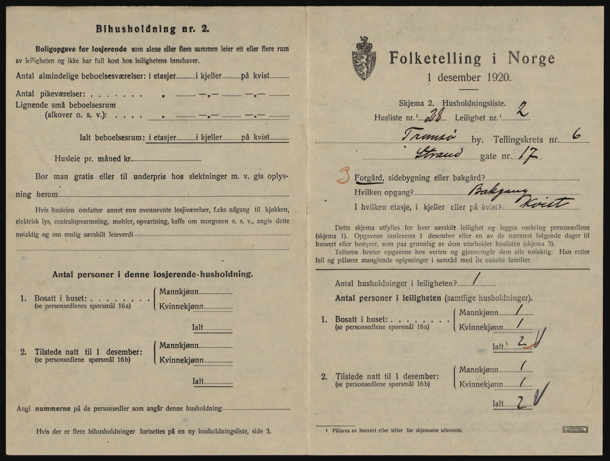 SATØ, 1920 census for Tromsø, 1920, p. 4121