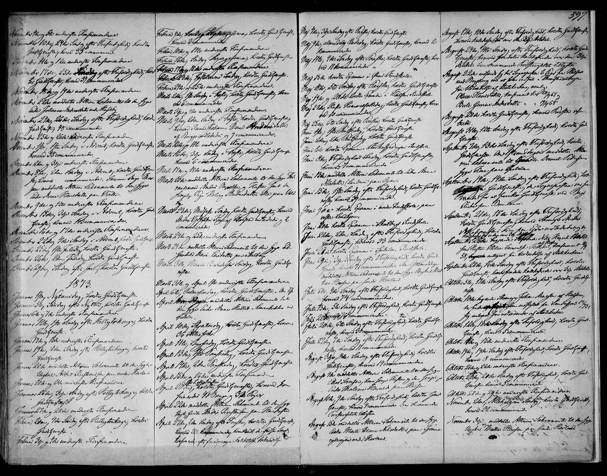 Tjølling kirkebøker, SAKO/A-60/F/Fa/L0007: Parish register (official) no. 7, 1860-1876, p. 397