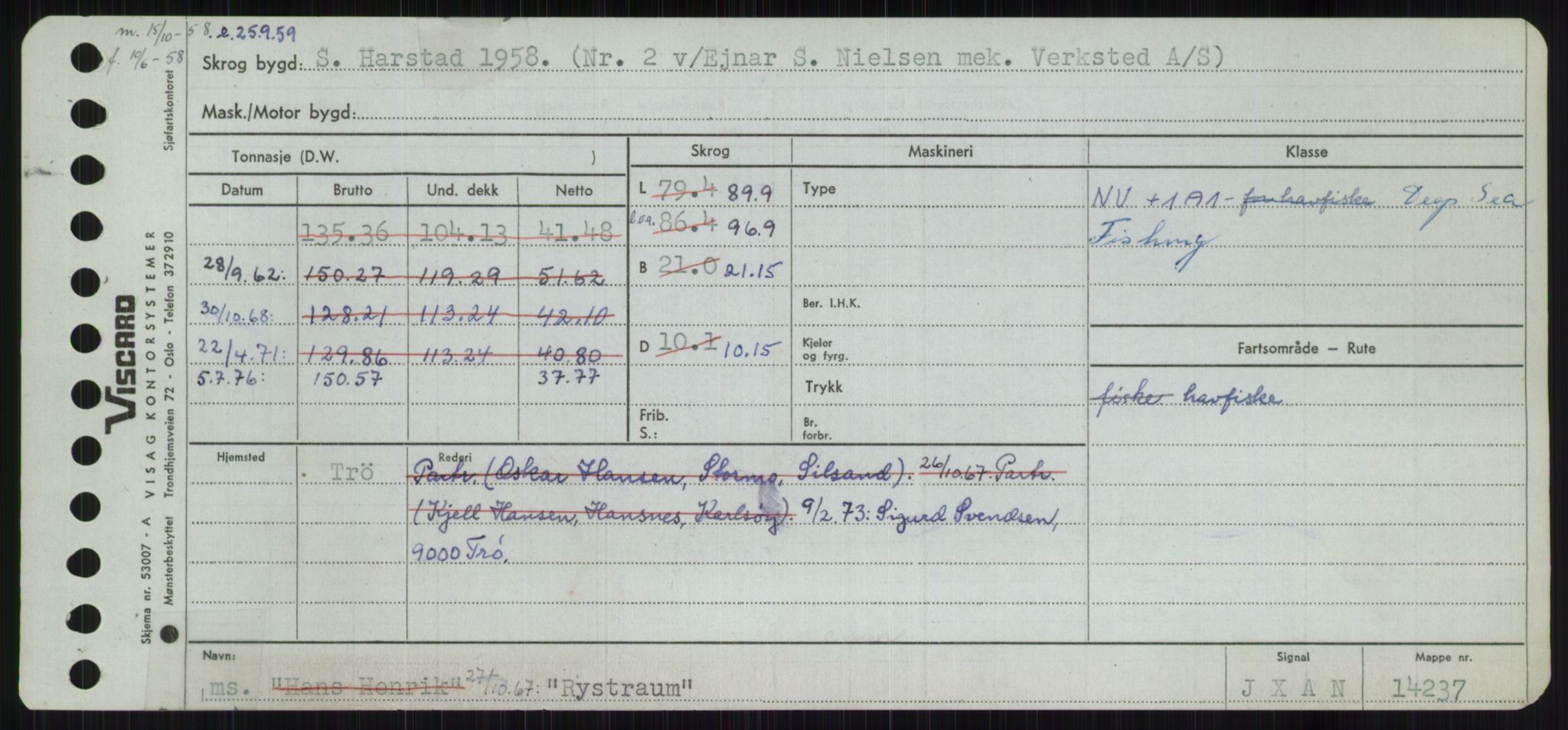 Sjøfartsdirektoratet med forløpere, Skipsmålingen, RA/S-1627/H/Ha/L0004/0002: Fartøy, Mas-R / Fartøy, Odin-R, p. 943