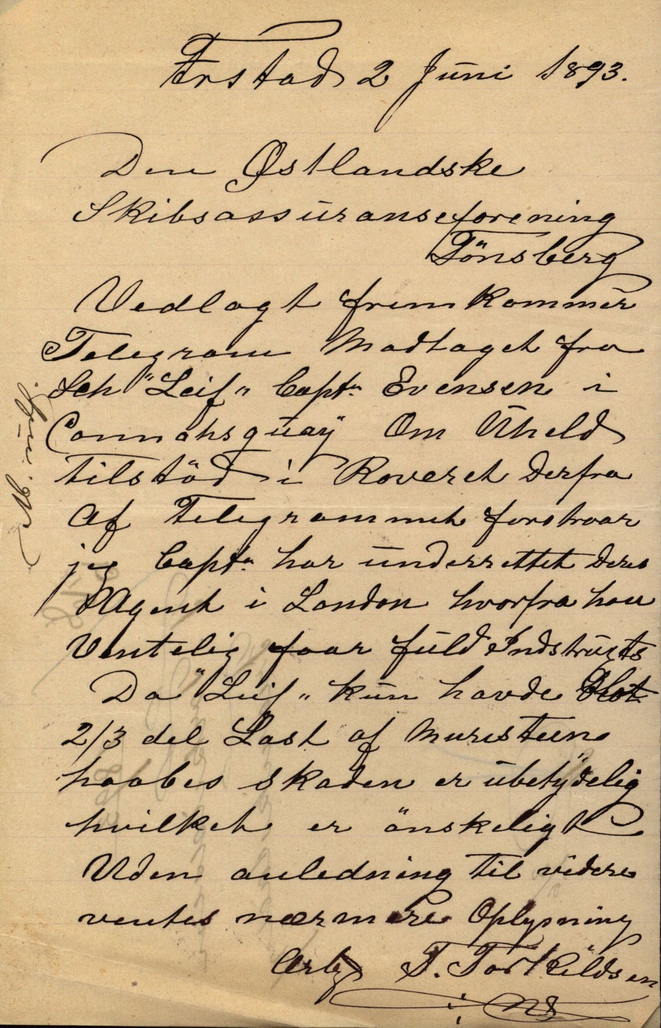 Pa 63 - Østlandske skibsassuranceforening, VEMU/A-1079/G/Ga/L0030/0001: Havaridokumenter / Leif, Korsvei, Margret, Mangerton, Mathilde, Island, Andover, 1893, p. 130