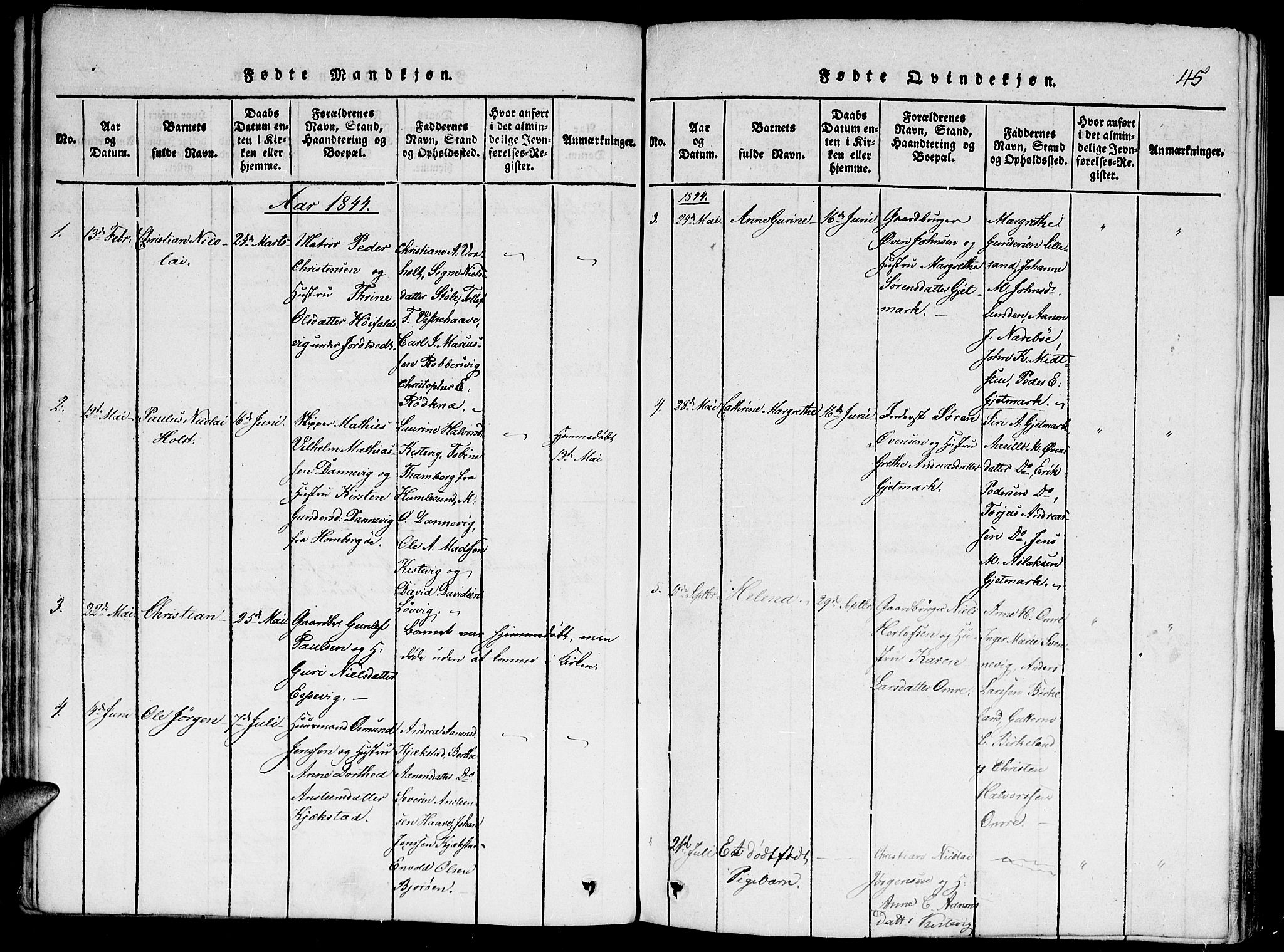 Hommedal sokneprestkontor, AV/SAK-1111-0023/F/Fa/Faa/L0001: Parish register (official) no. A 1, 1816-1860, p. 45