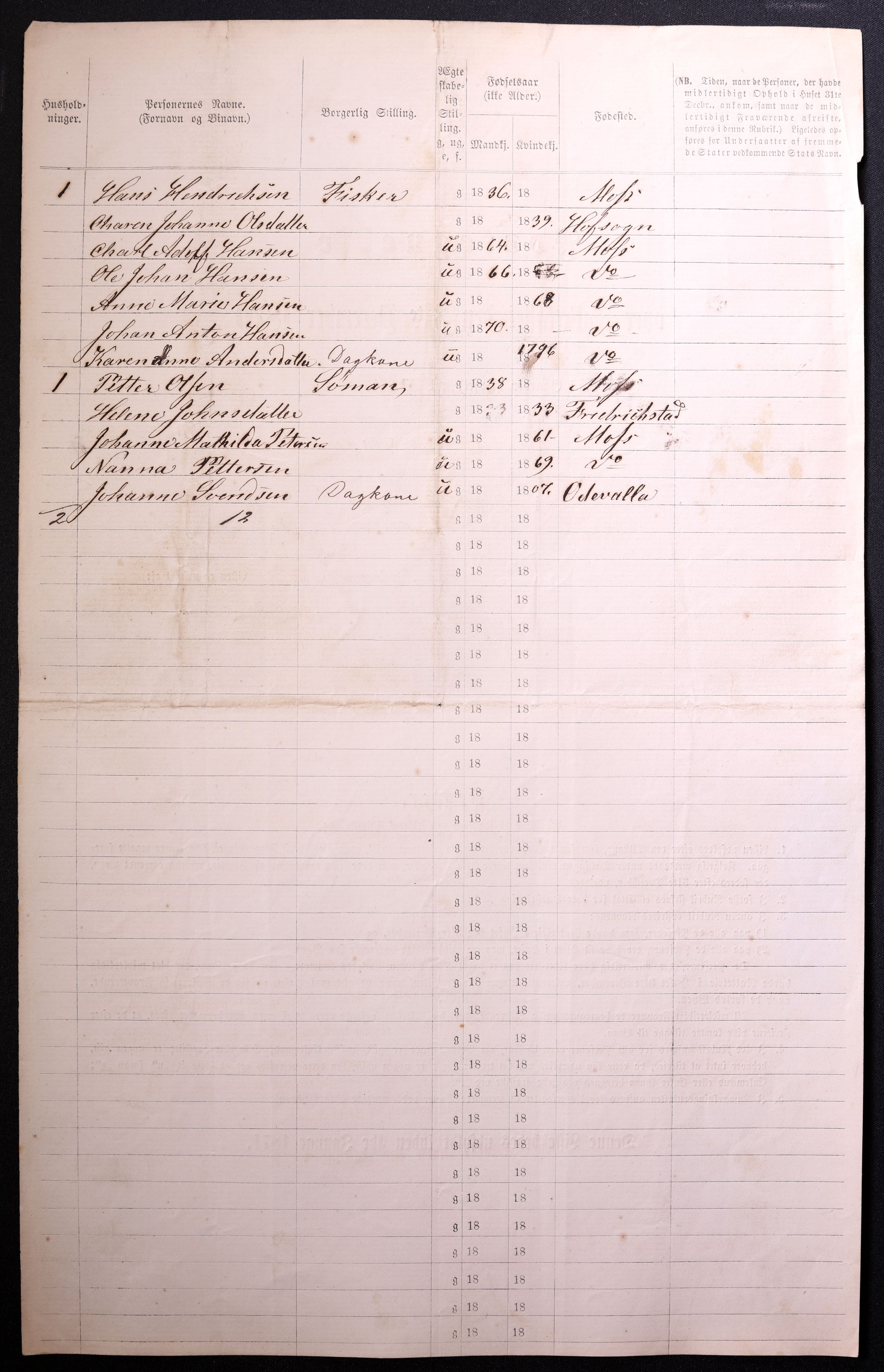 RA, 1870 census for 0104 Moss, 1870, p. 646