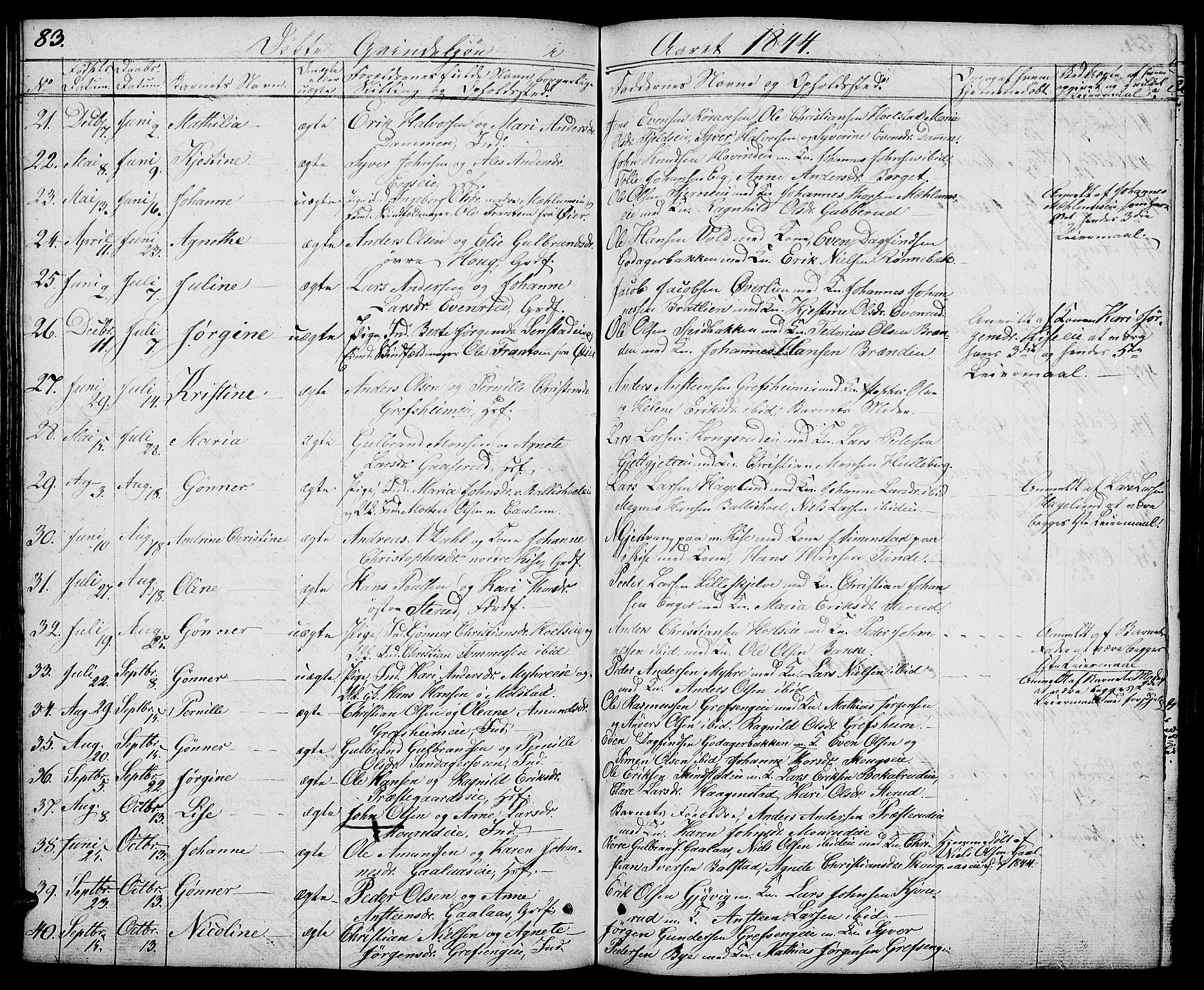Nes prestekontor, Hedmark, SAH/PREST-020/L/La/L0004: Parish register (copy) no. 4, 1832-1861, p. 83