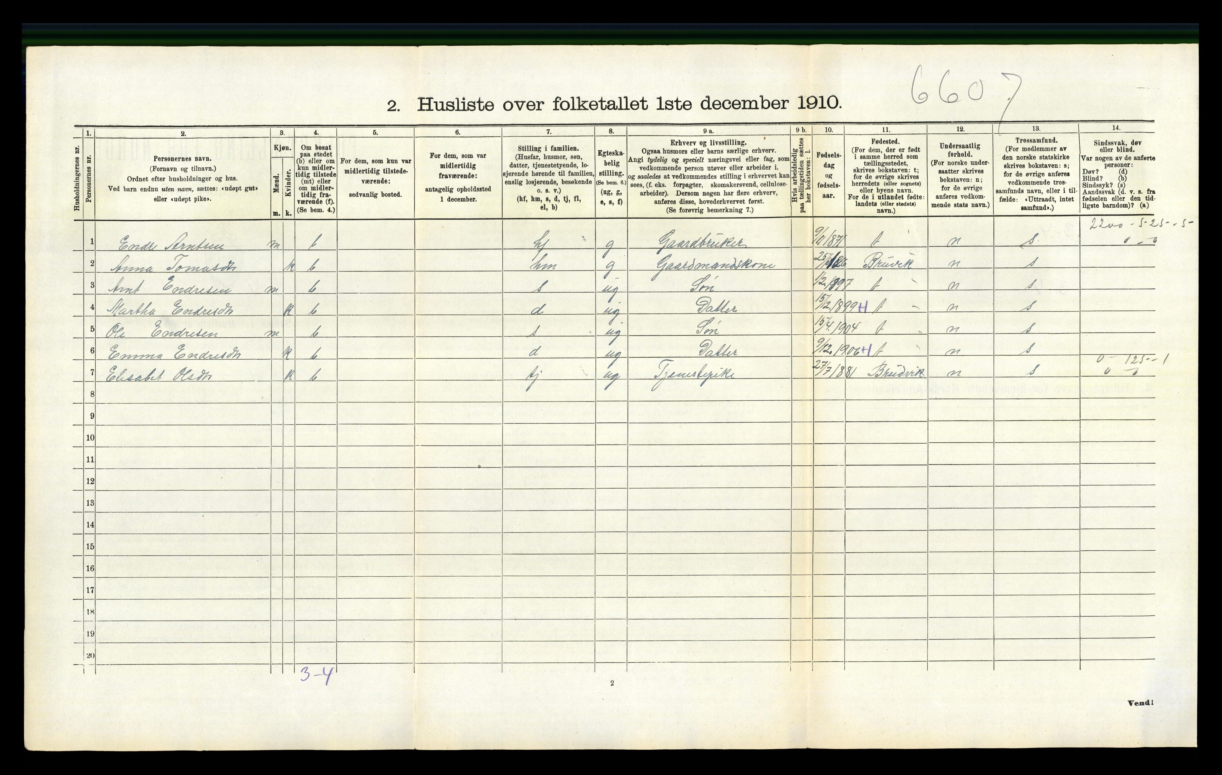 RA, 1910 census for Valestrand, 1910, p. 81