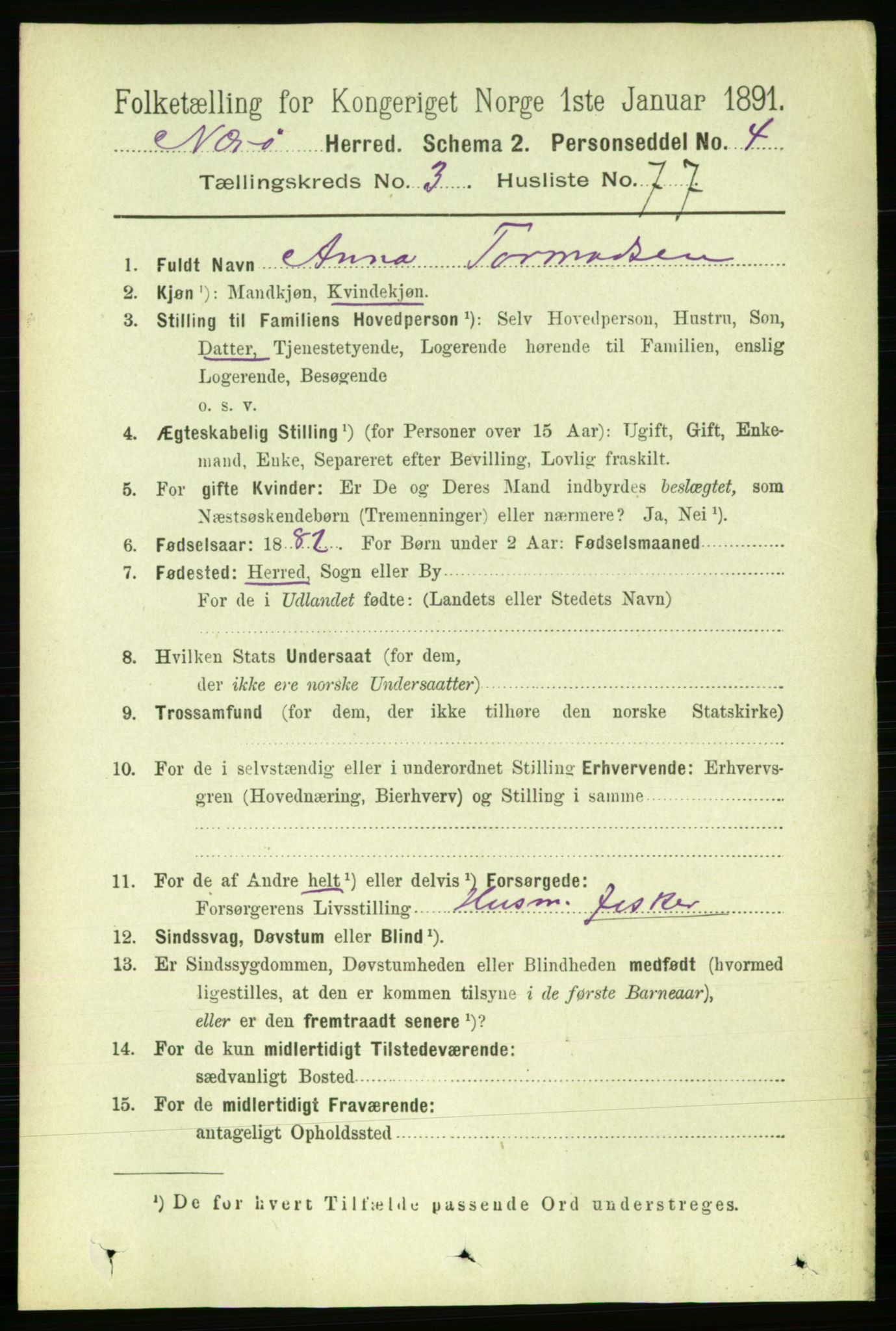 RA, 1891 census for 1751 Nærøy, 1891, p. 1761