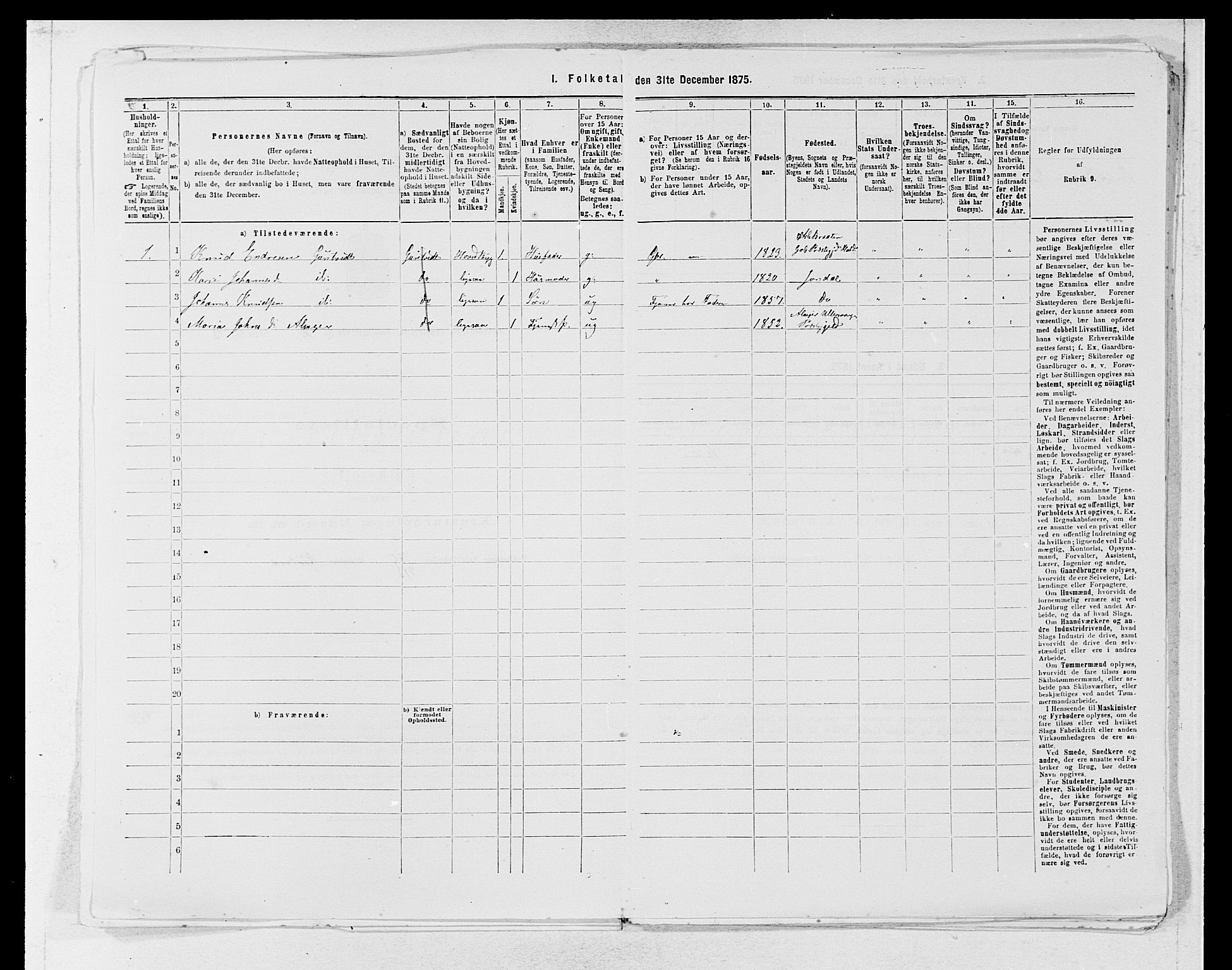 SAB, 1875 census for 1226P Strandebarm, 1875, p. 811