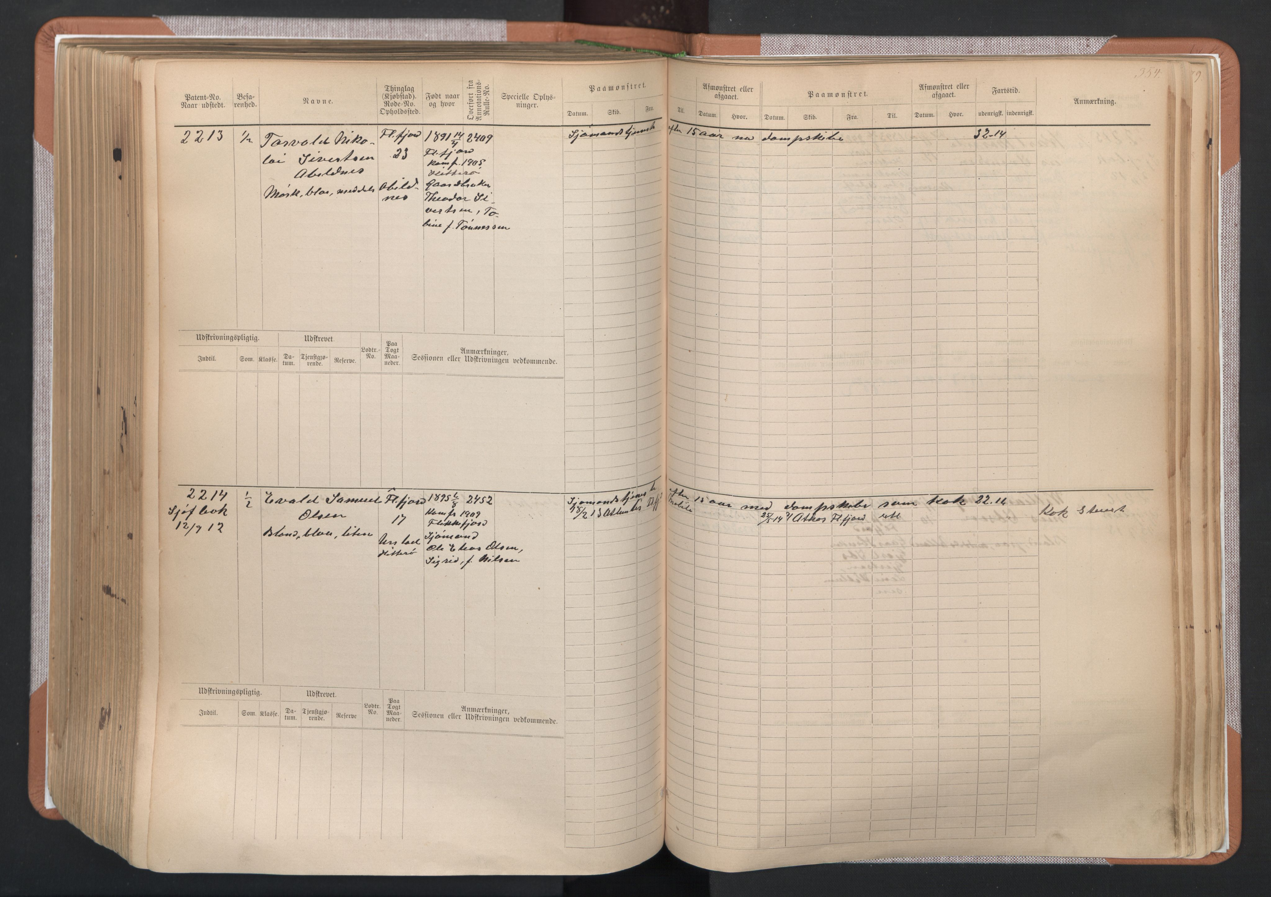 Flekkefjord mønstringskrets, SAK/2031-0018/F/Fb/L0003: Hovedrulle nr 1515-2326, N-6, 1885-1934, p. 356