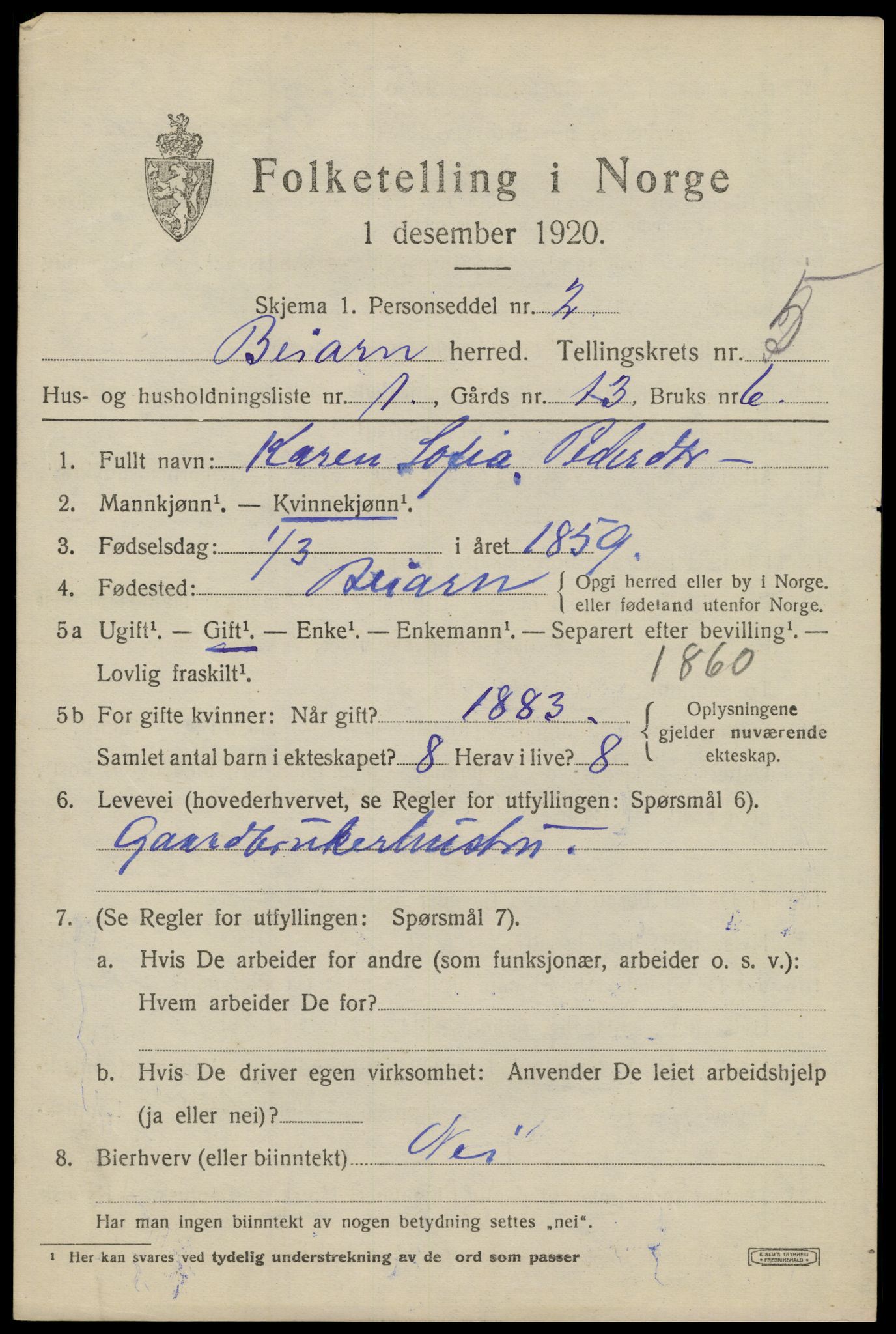 SAT, 1920 census for Beiarn, 1920, p. 2414