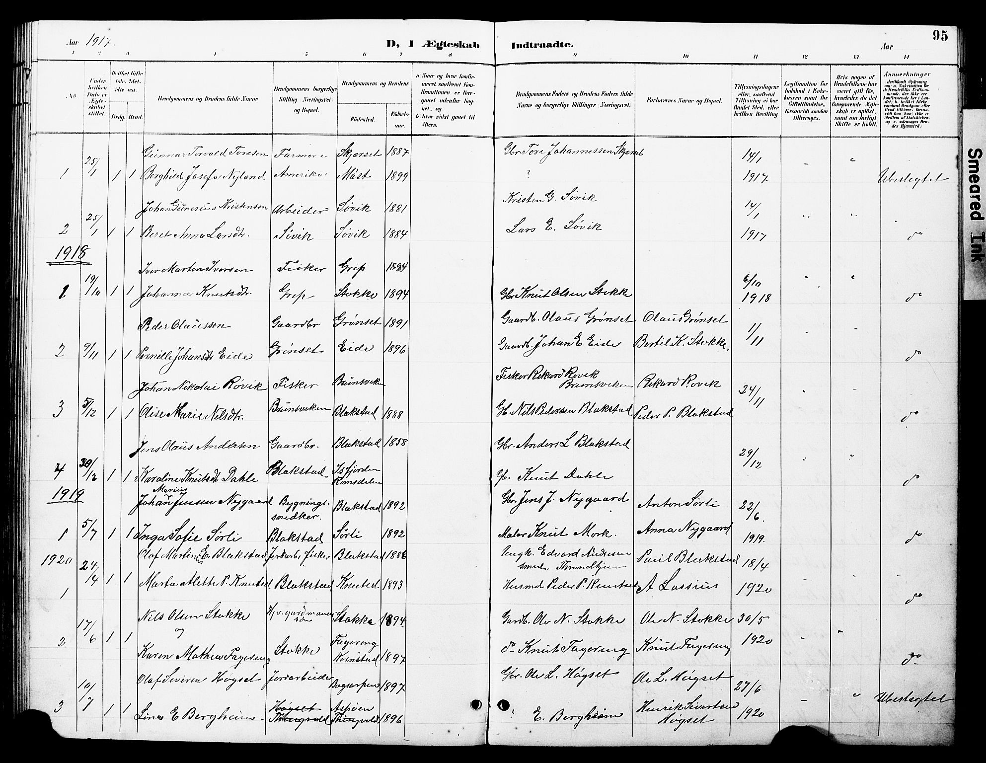 Ministerialprotokoller, klokkerbøker og fødselsregistre - Møre og Romsdal, AV/SAT-A-1454/585/L0973: Parish register (copy) no. 585C01, 1893-1930, p. 95