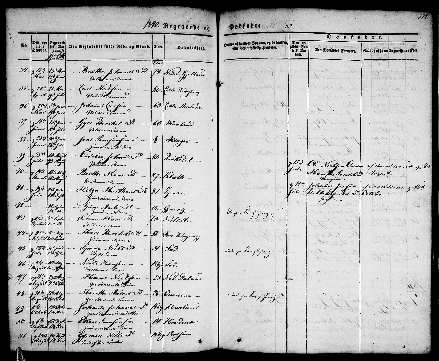 Tysnes sokneprestembete, AV/SAB-A-78601/H/Haa: Parish register (official) no. A 9, 1837-1848, p. 222