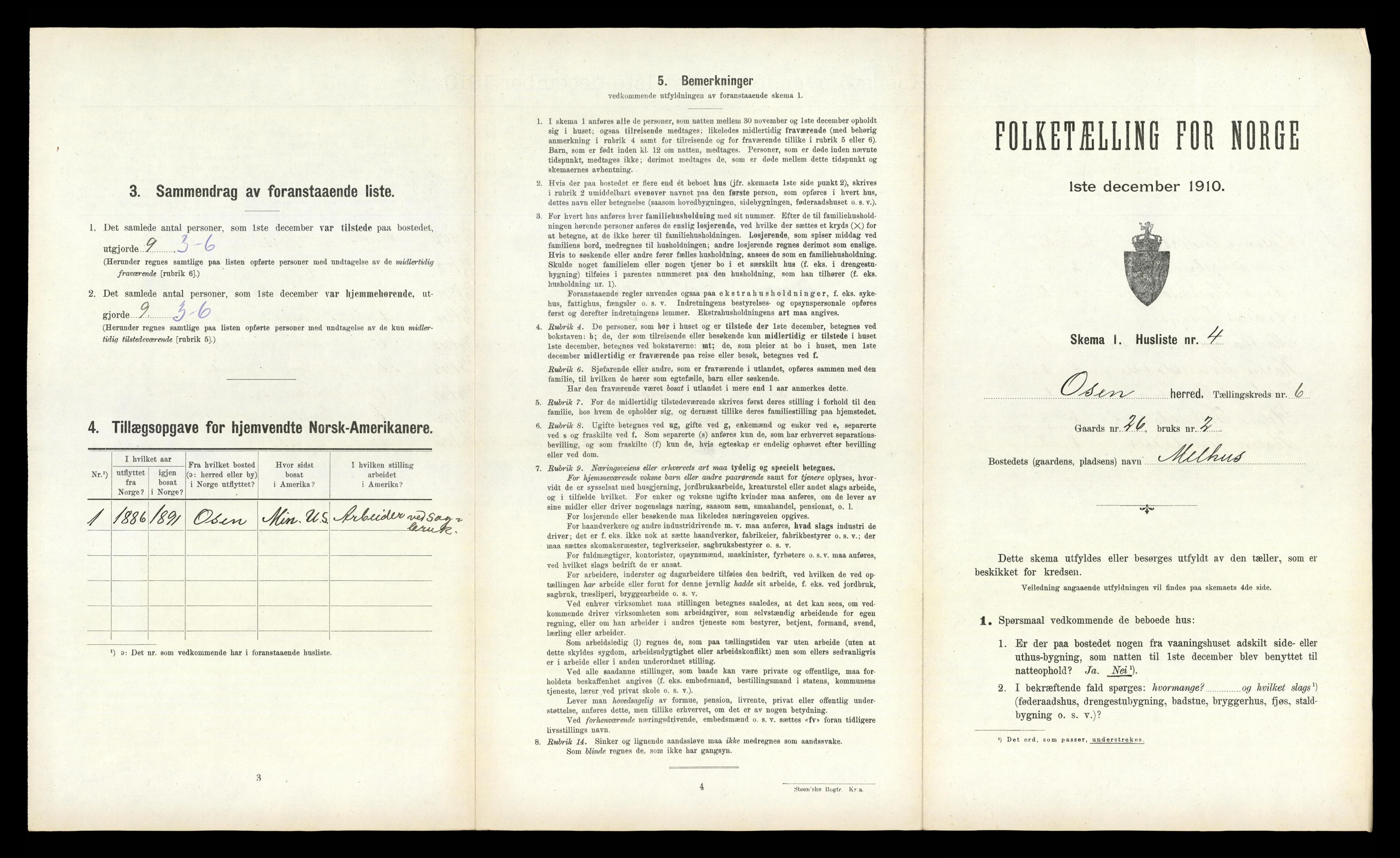 RA, 1910 census for Osen, 1910, p. 380