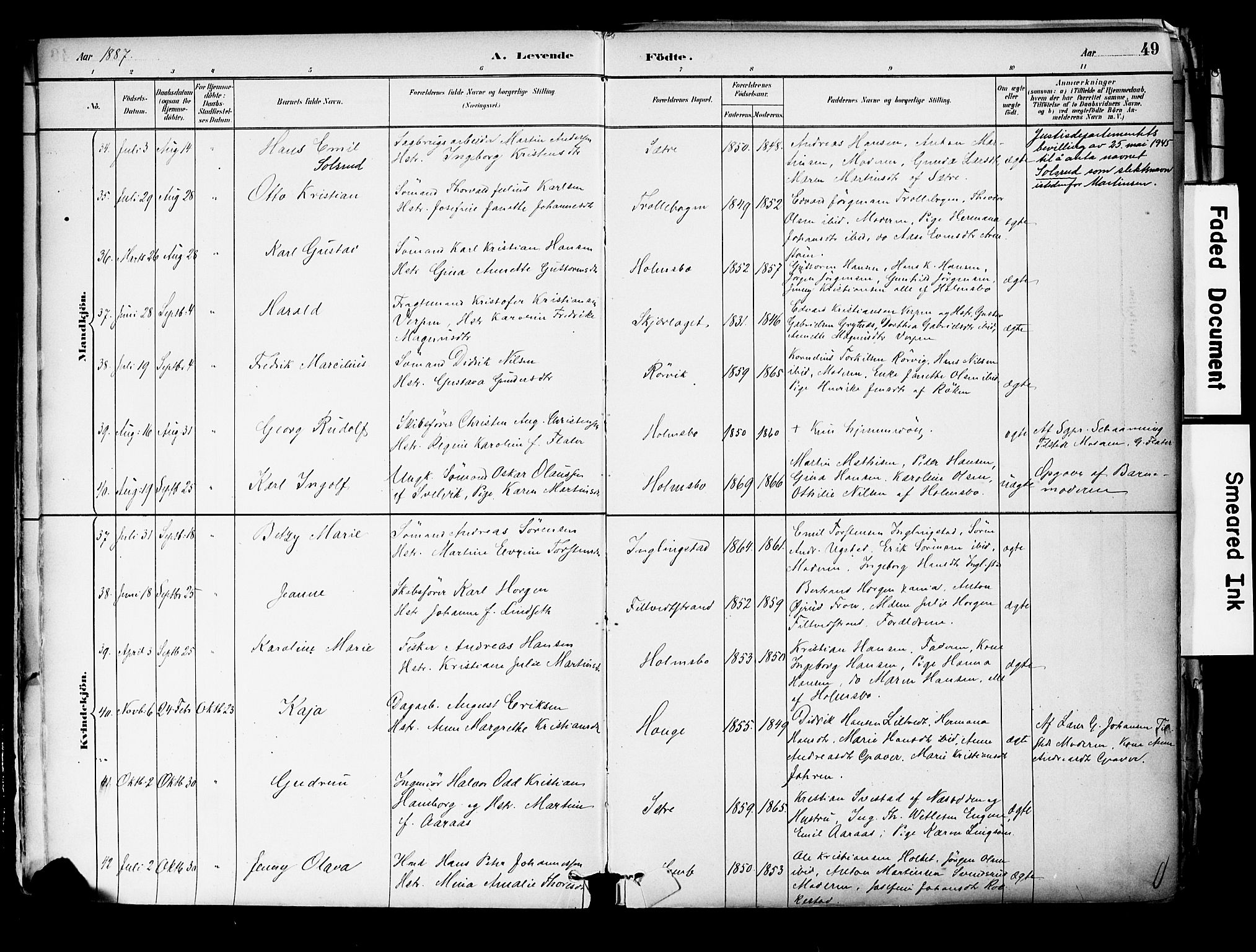 Hurum kirkebøker, SAKO/A-229/F/Fa/L0014: Parish register (official) no. 14, 1882-1895, p. 49