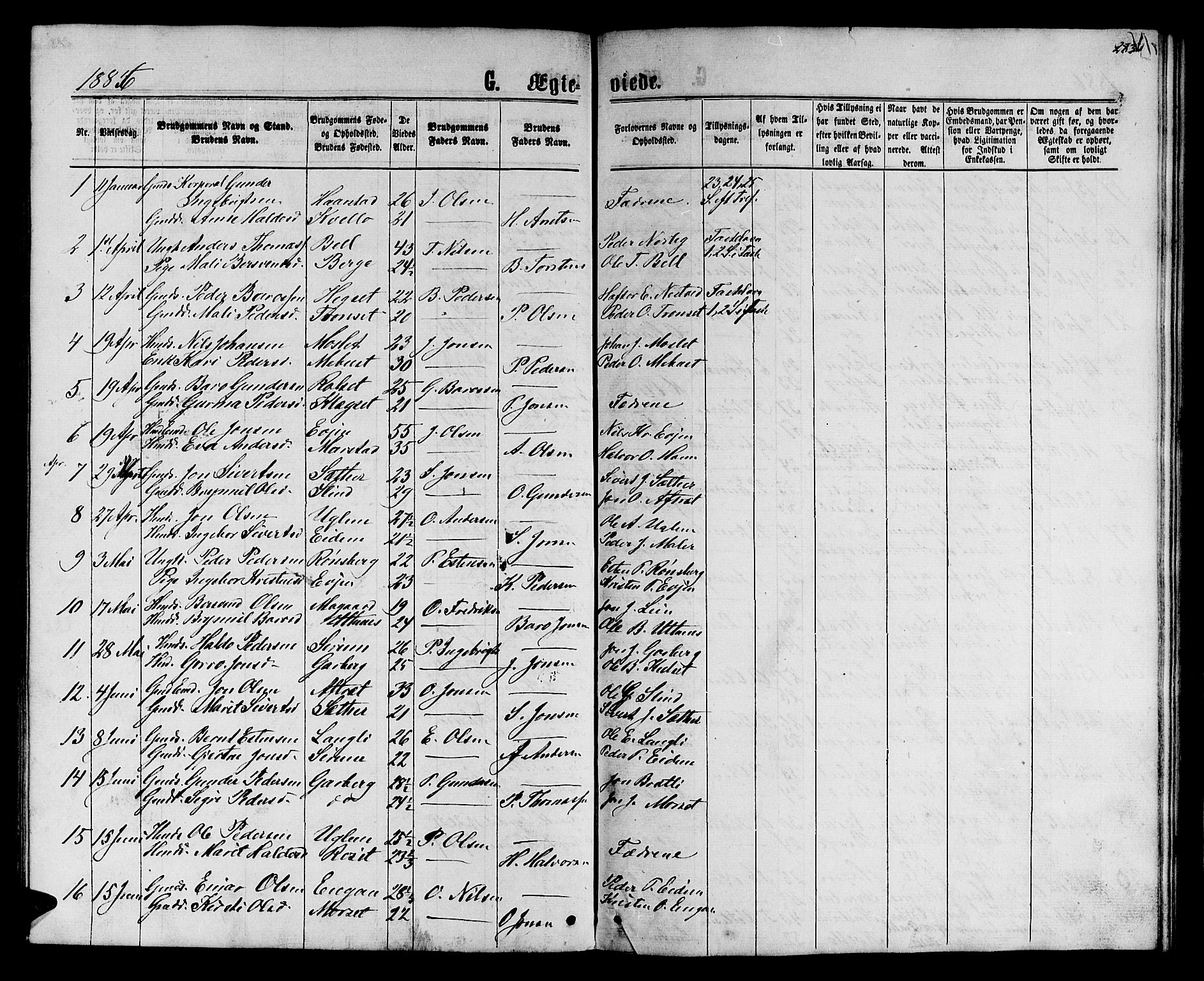 Ministerialprotokoller, klokkerbøker og fødselsregistre - Sør-Trøndelag, AV/SAT-A-1456/695/L1156: Parish register (copy) no. 695C07, 1869-1888, p. 283