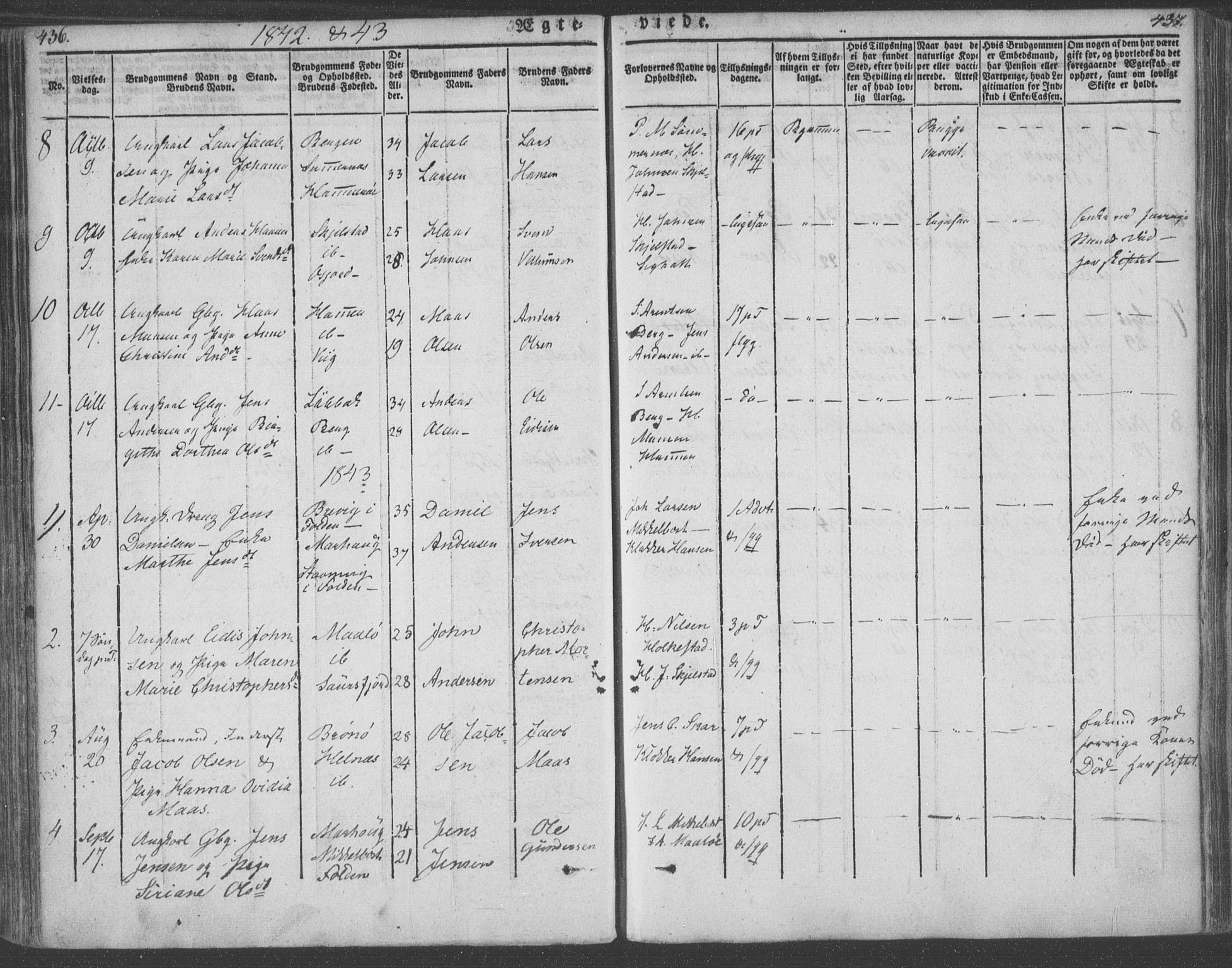 Ministerialprotokoller, klokkerbøker og fødselsregistre - Nordland, AV/SAT-A-1459/855/L0799: Parish register (official) no. 855A07, 1834-1852, p. 436-437