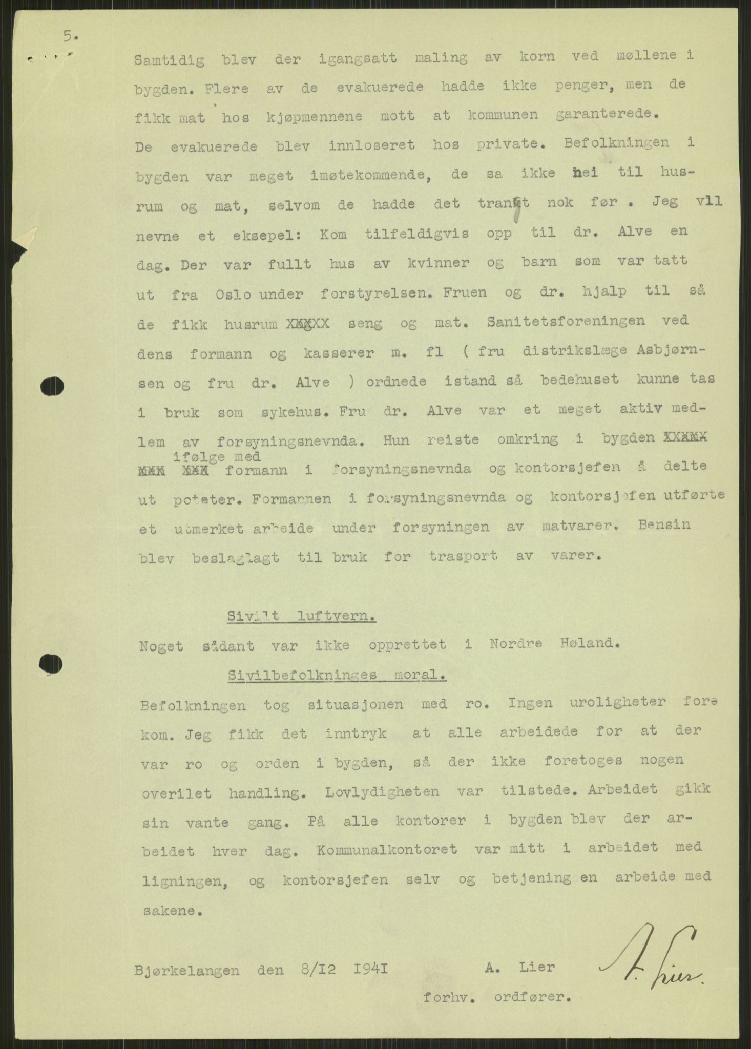 Forsvaret, Forsvarets krigshistoriske avdeling, AV/RA-RAFA-2017/Y/Ya/L0013: II-C-11-31 - Fylkesmenn.  Rapporter om krigsbegivenhetene 1940., 1940, p. 808